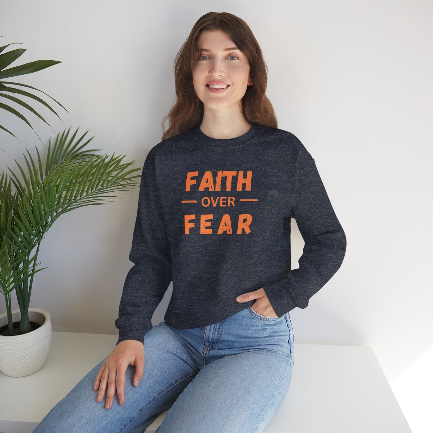 Faith Inspired Faith over Fear Crewneck Sweatshirt -Customizable