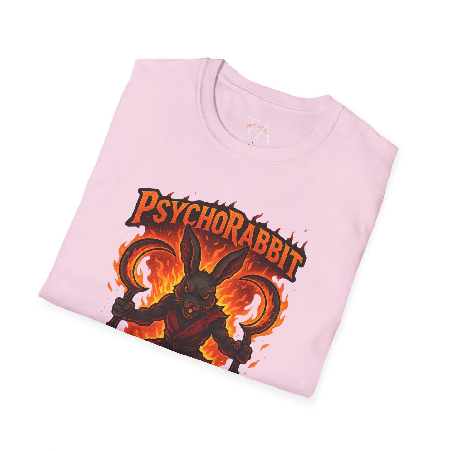 Psychorabbit Graphic Tee | Unisex Softstyle T-Shirt for Anime Fans and Gamers