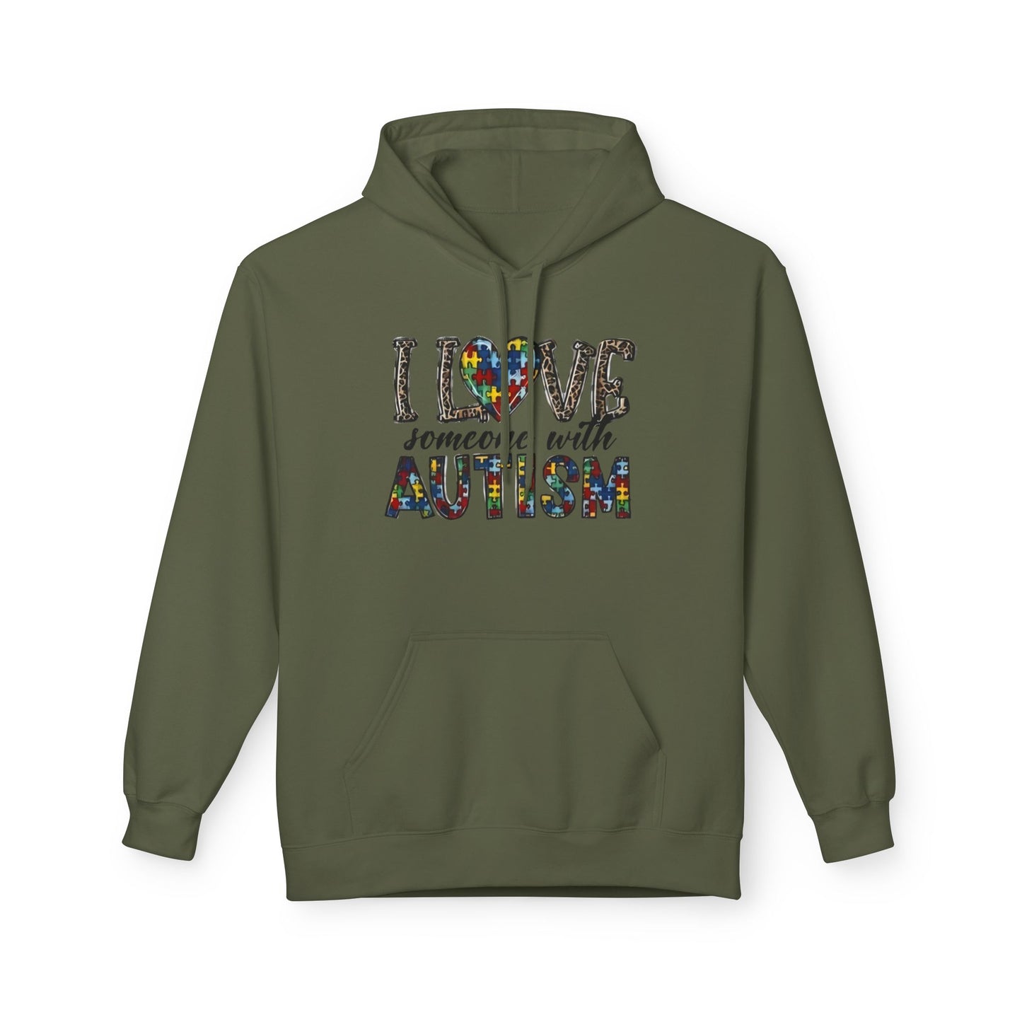 Autism Awareness Softstyle Hoodie - "I Love Someone With Autism" Puzzle Heart Design