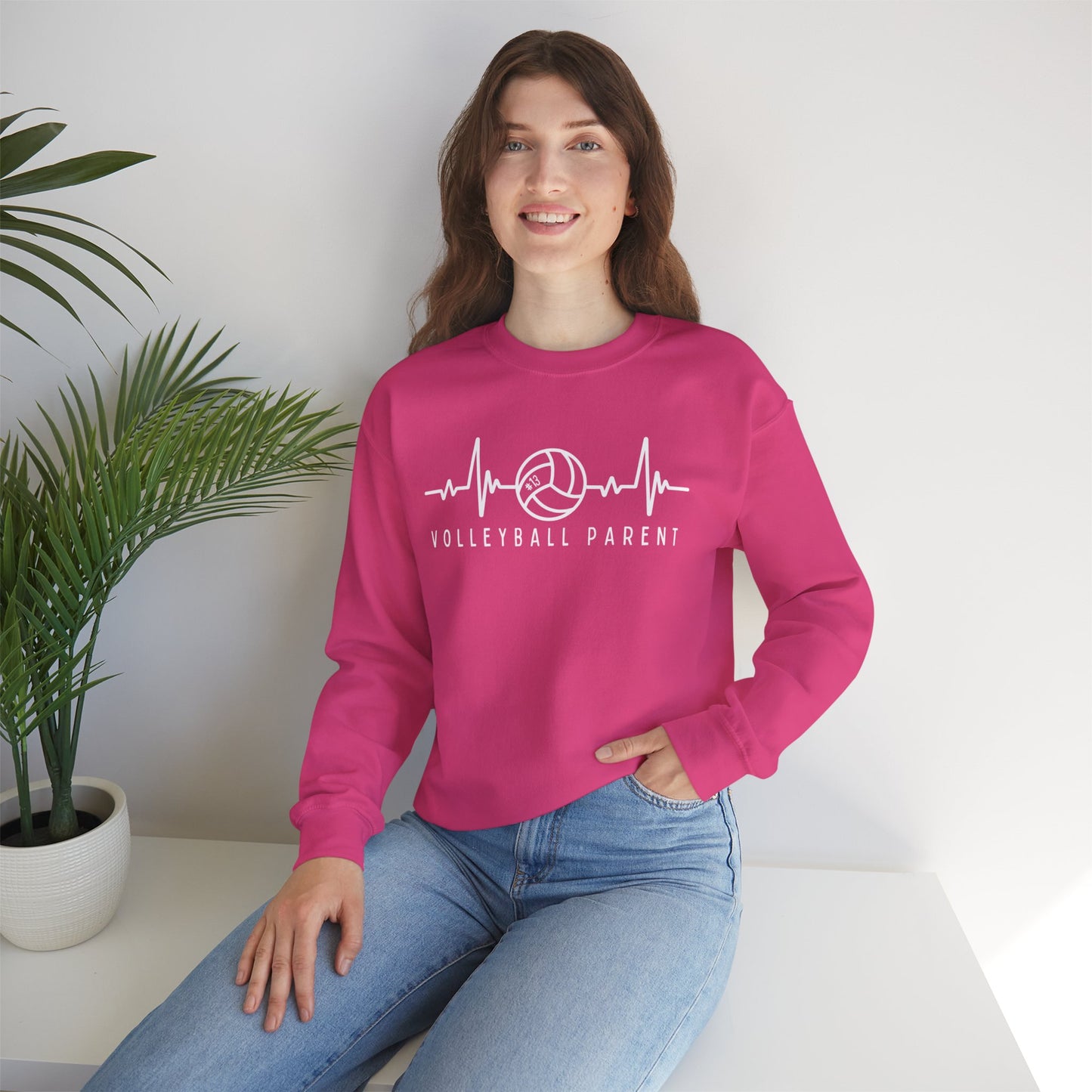 Volleyball Heartbeat Crewneck Sweatshirt #13, Quality Sweatshirt, Parent Gift, Volleyball Fan Apparel, Sports Lover Top