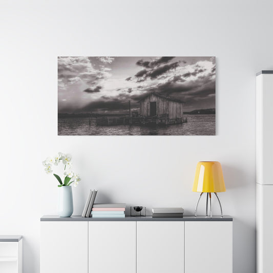 Serene Landscape Canvas Art, Rustic Home Decor, Black and White Wall Art, Perfect for Living Room, Gift for Nature Lovers