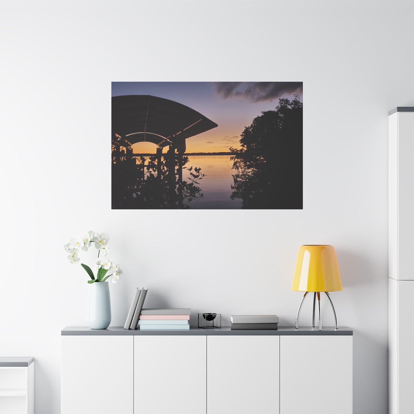 Serene and Vibrant Sunset on the River - Canvas Wal Art