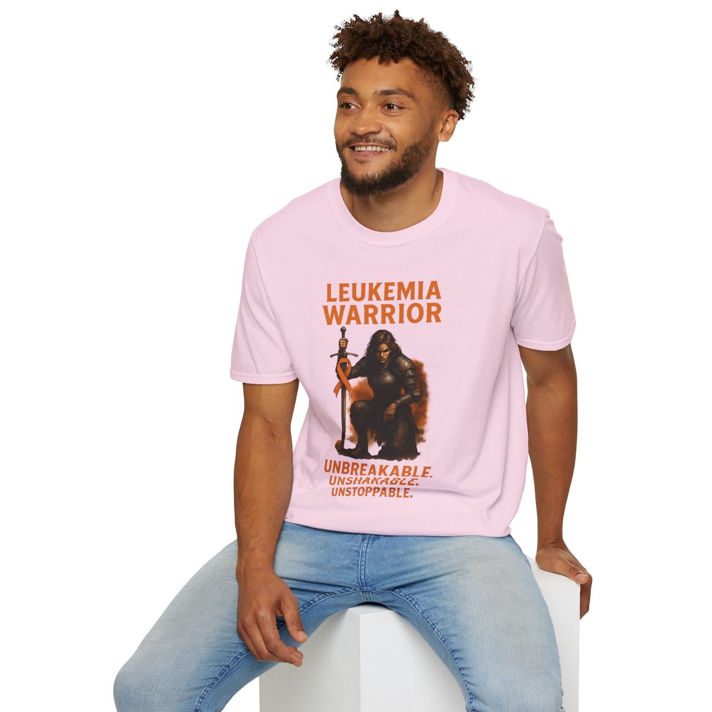 Leukemia Warrior T-Shirt - Unisex Softstyle Tee - Unbreakable, Unshakable, Unstoppable