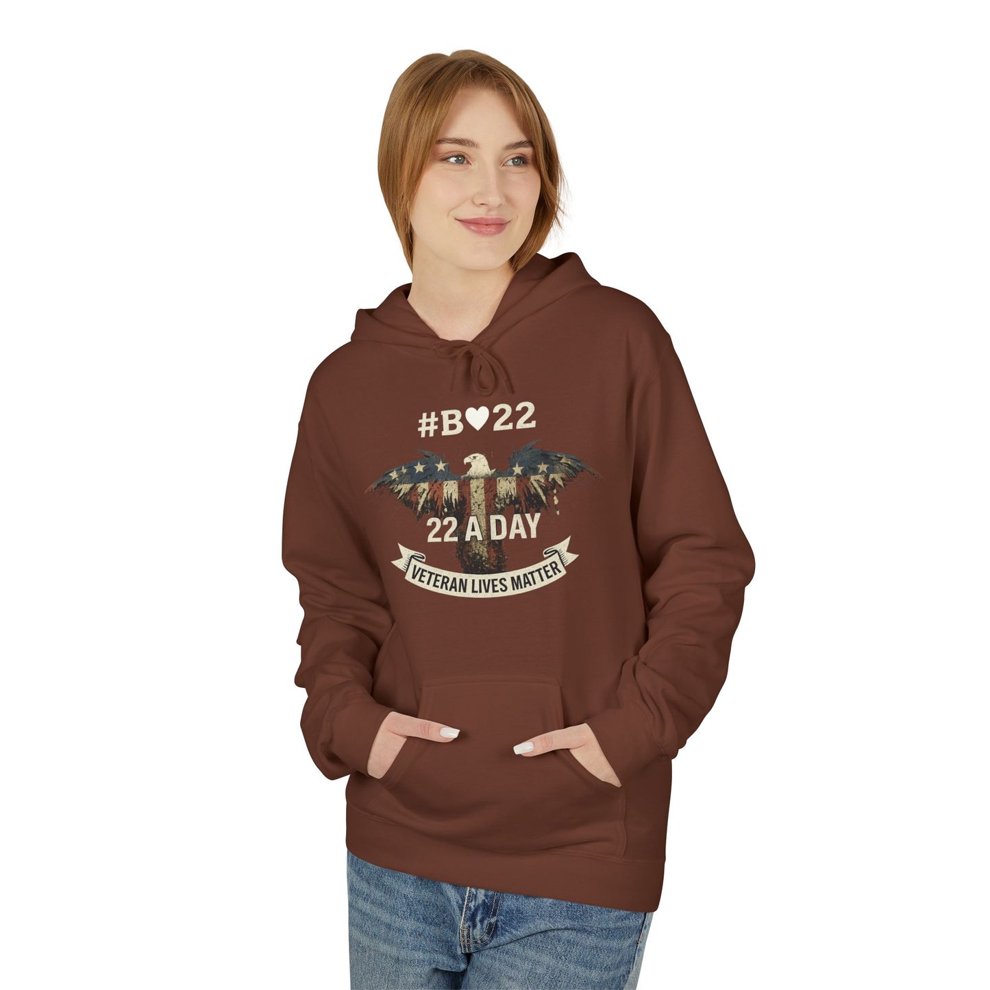#B🤍22 Fleece Hoodie Veteran Lives Matter Sweatshirt