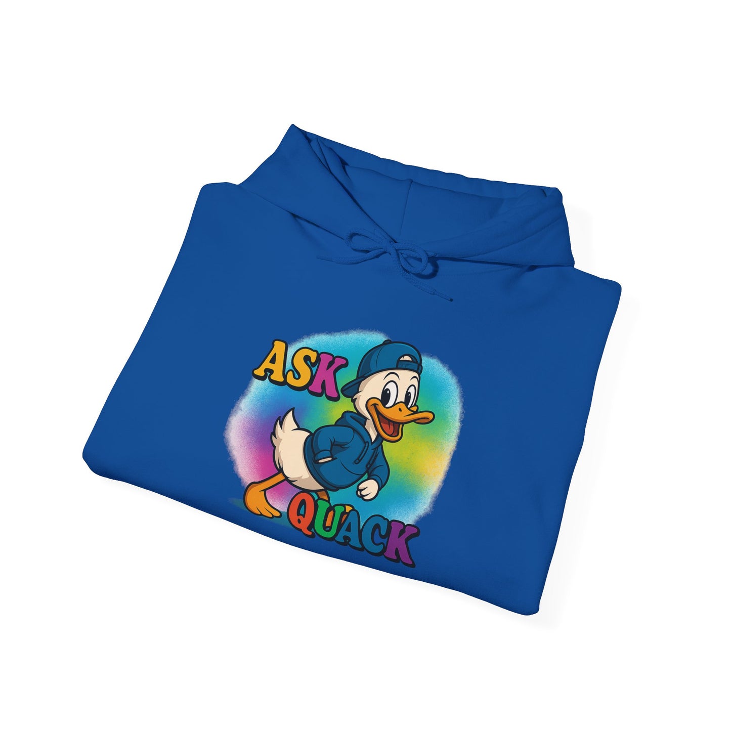 Askquack Male Duck Unisex Hoodie, Quirky Duck Design Sweatshirt, Novelty Animal Jumper, Humorous Duck Apparel, Unique Hooded Top