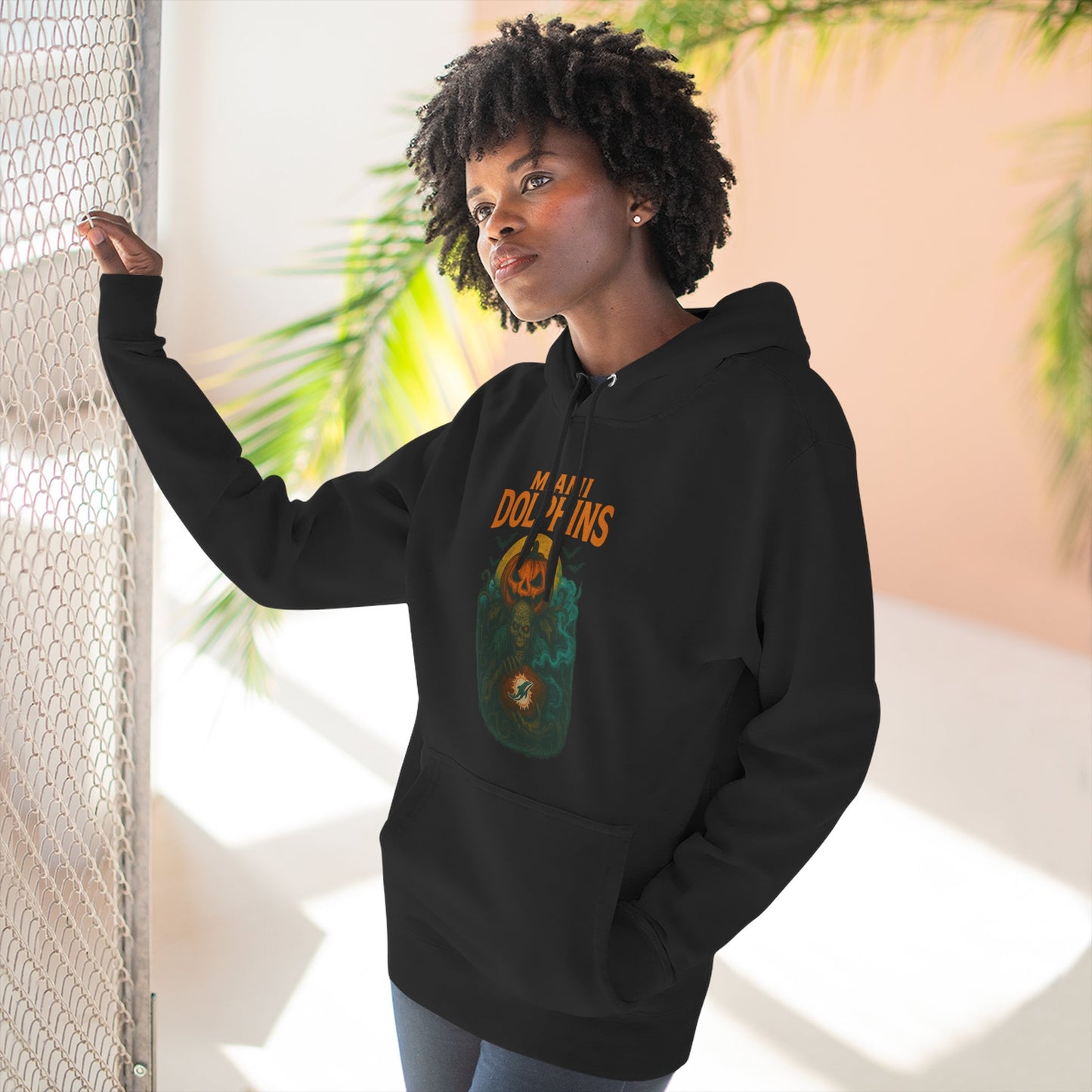 Halloween Cozy Dolphin Fleece Hoodie: Ocean Lovers, Casual Wear, Animal Lovers Gift, Beach Days, Relaxing at Home. Sea Life Graphic