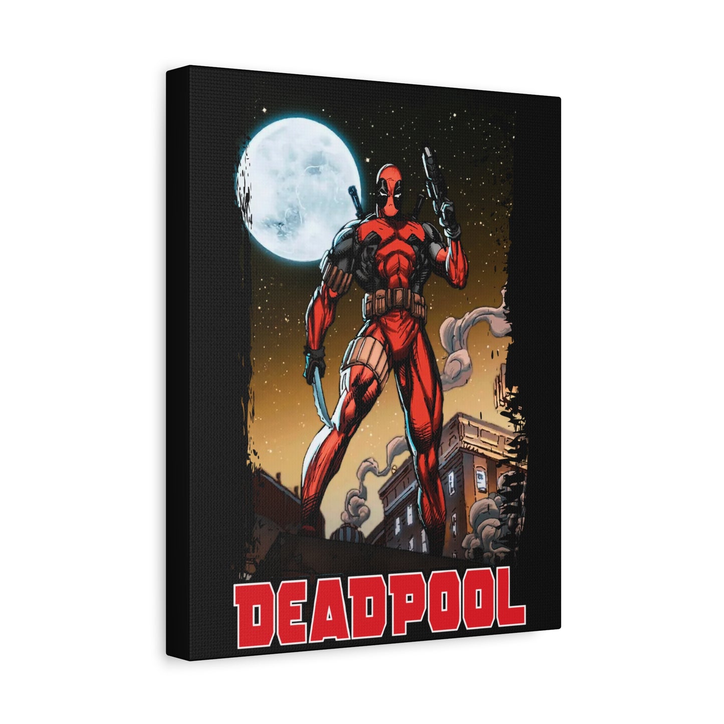 Comic Book Moonlight Rooftop Wall Art - Matte Canvas, Stretched, 1.25"
