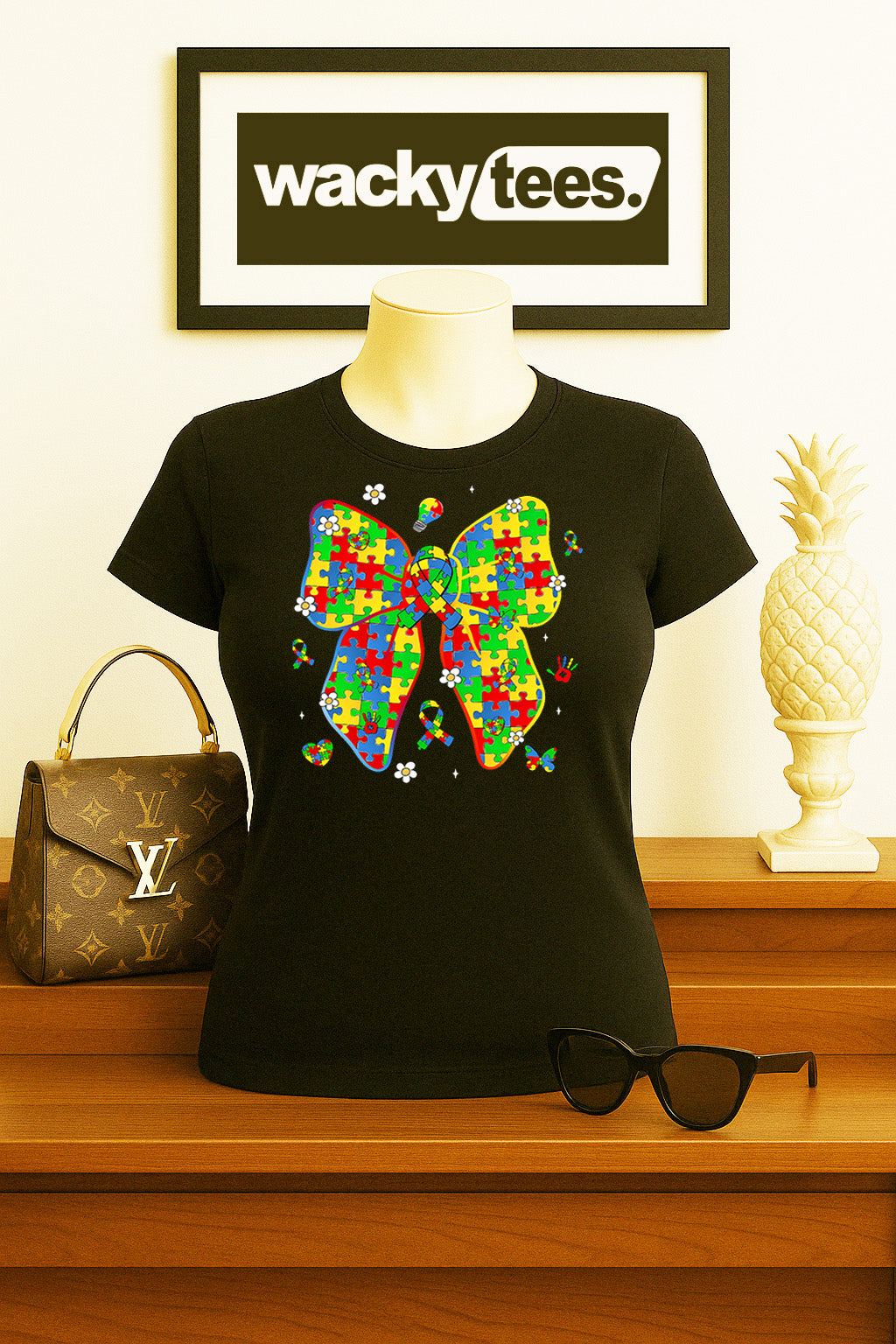 Autism Awareness Ribbon Graphic Tee Shirt