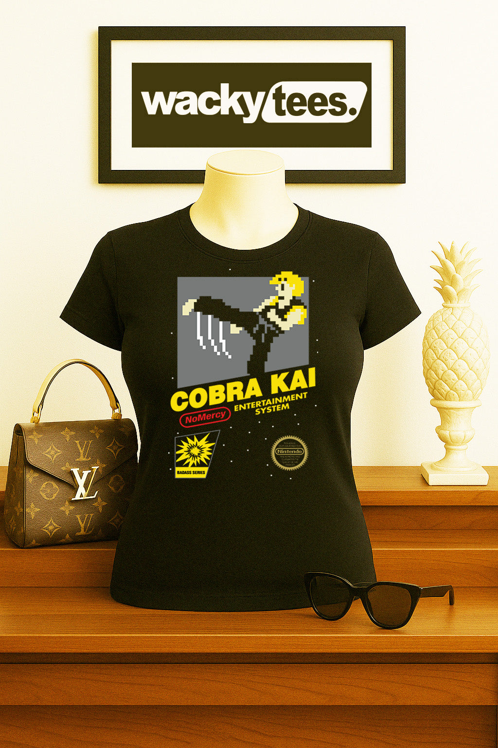 Cobra Kai NES No Mercy 8bit Kung Fu Gaming Style Graphic Tee Shirt