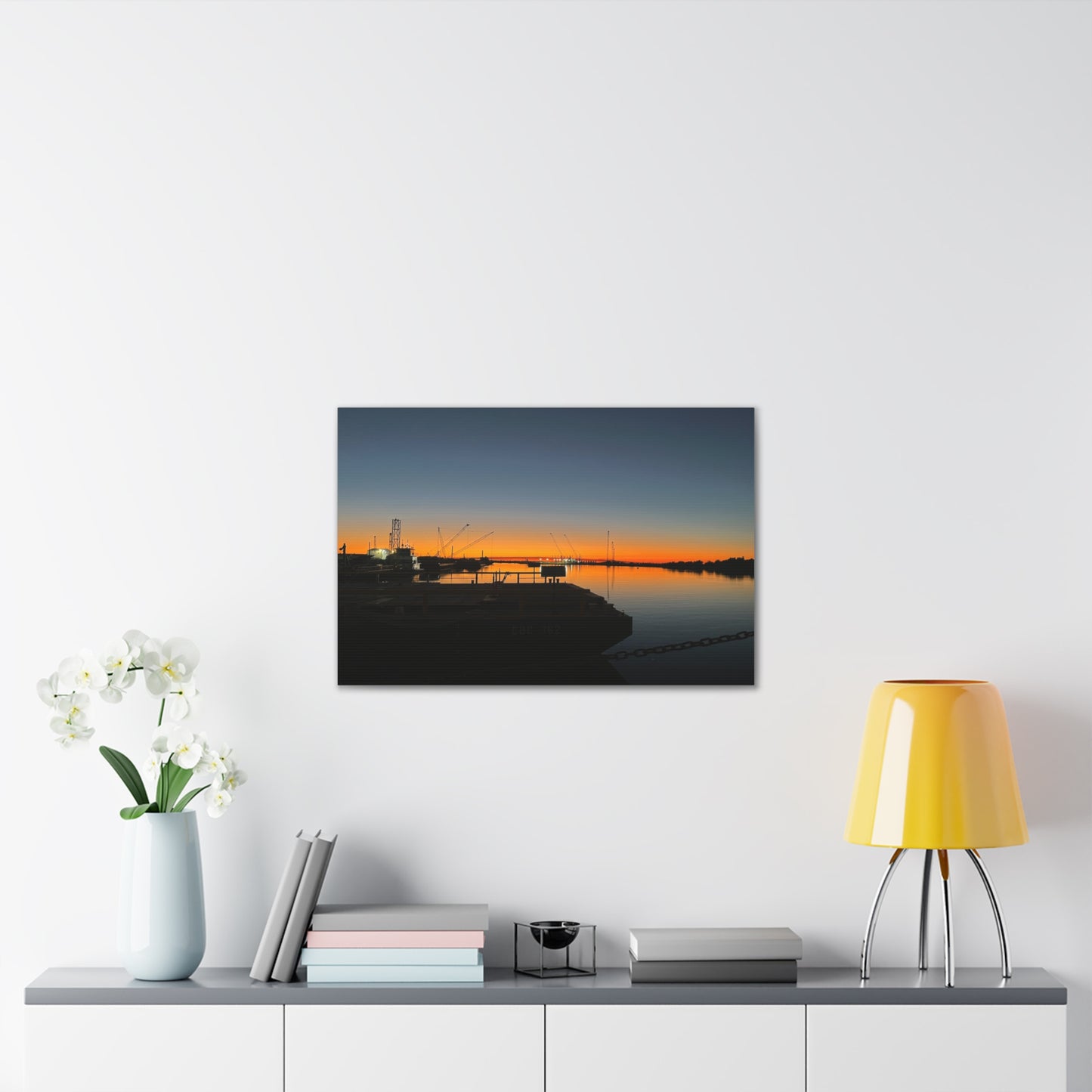 Sunset Harbor Canvas Wall Art — Stretched Canvas Print