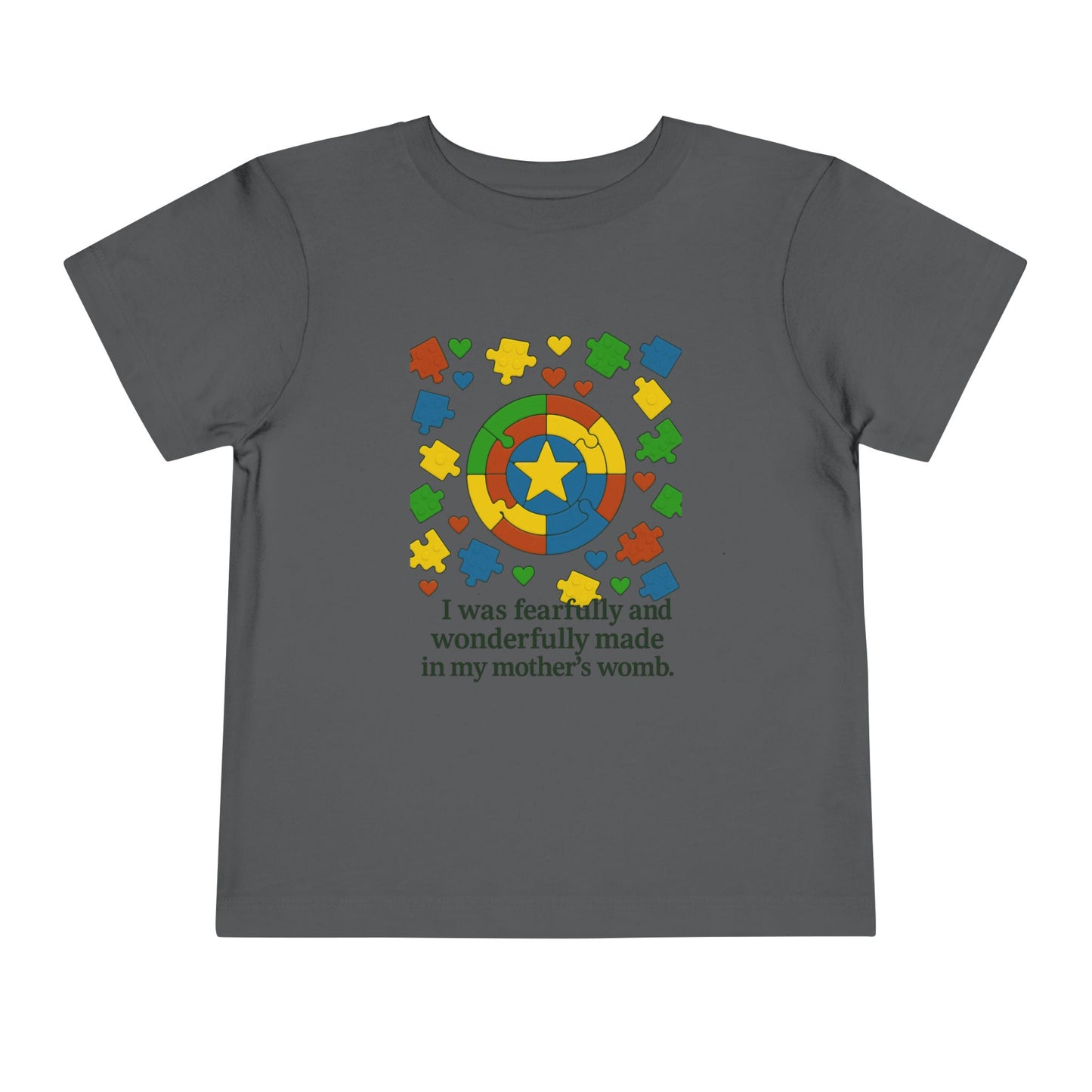 Autism Inspirational Tee - 'Fearfully and Wonderfully Made' - Toddler T-Shirt -  Cute Gift for Kids, Baby Shower, Religious Celebrations