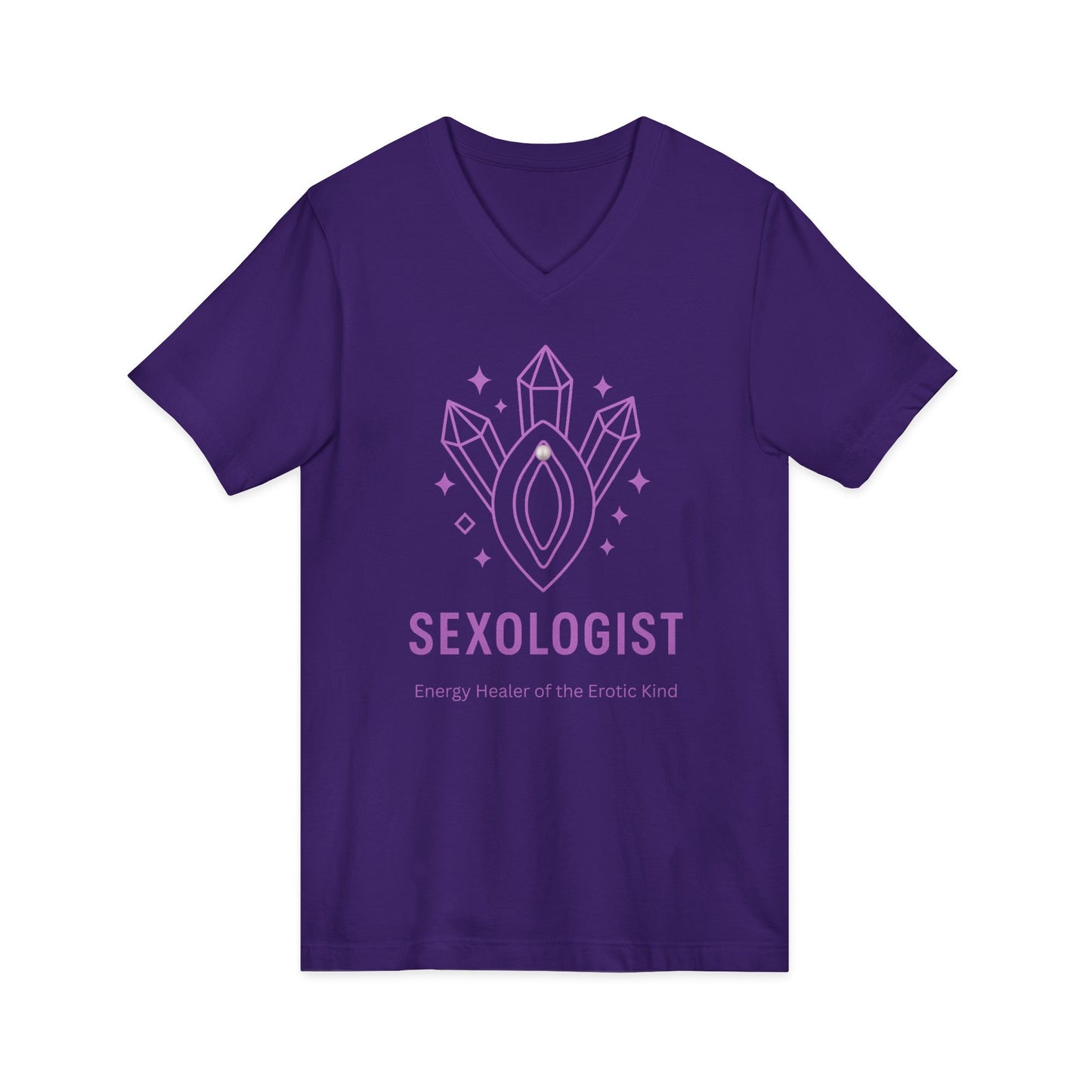 Sexologist V-Neck T-Shirt: Energy Healer of the Erotic Kind - Funny Graphic Tee