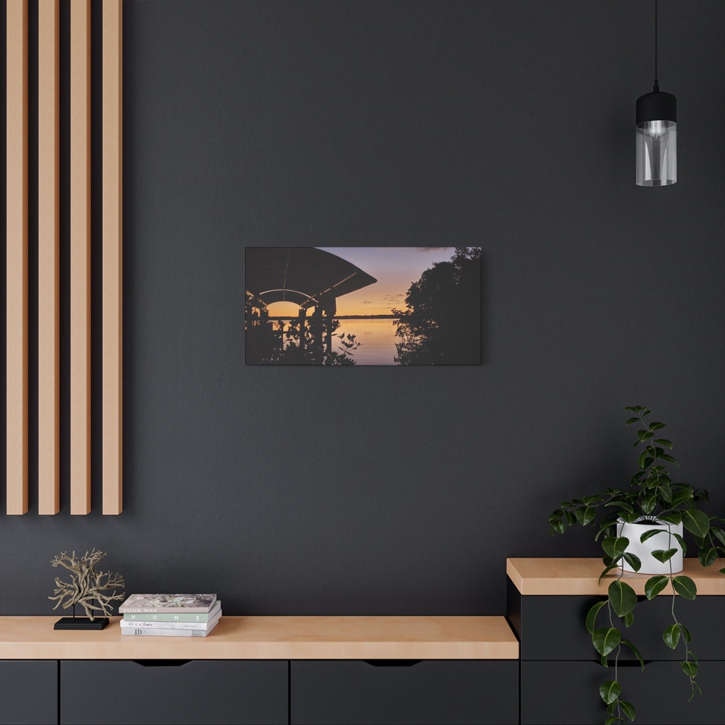 Serene and Vibrant Sunset on the River - Canvas Wal Art