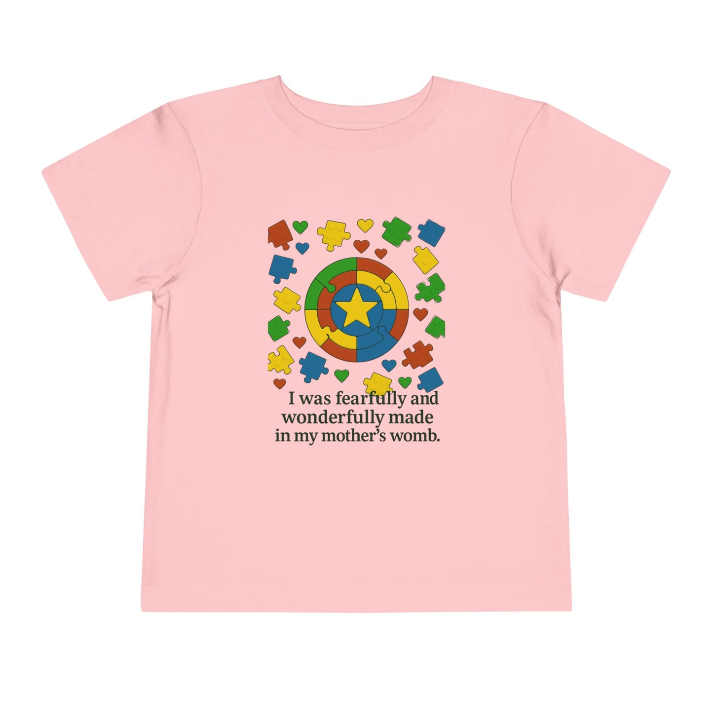 Autism Inspirational Tee - 'Fearfully and Wonderfully Made' - Toddler T-Shirt -  Cute Gift for Kids, Baby Shower, Religious Celebrations