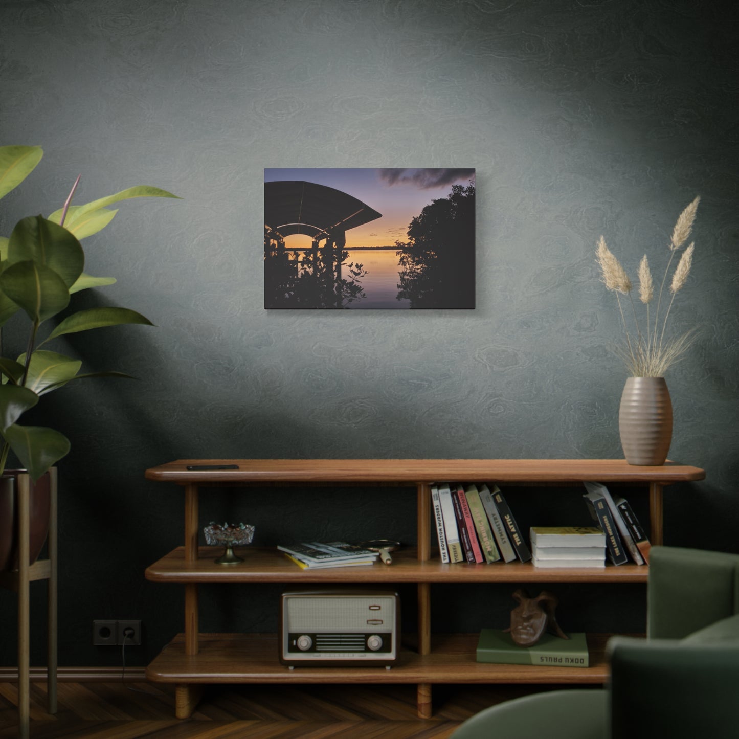 Serene and Vibrant Sunset on the River - Canvas Wal Art