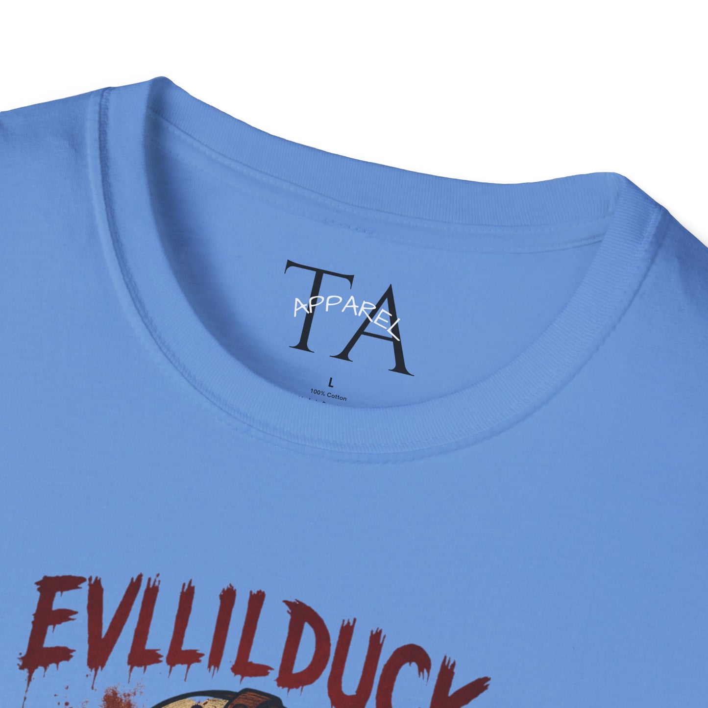 EVLLILDUCK Funny Graphic T-Shirt, Cute Duck Shirt, Unisex Softstyle Tee, Gift for Kids, Funny Quirky T-Shirt, Casual Wear, Halloween Apparel