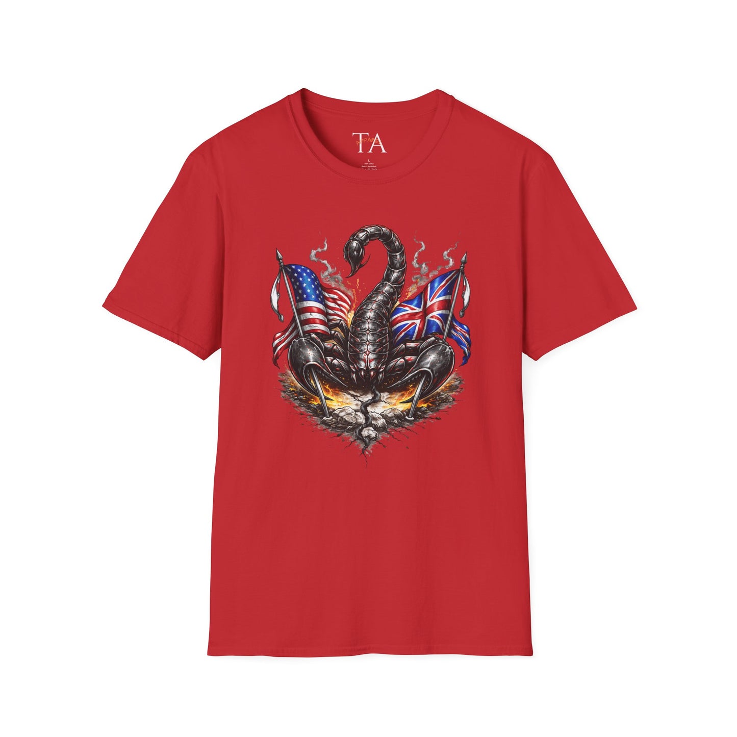 Scorpion design with US UK Flags T-Shirt | Patriotic Skull Tee