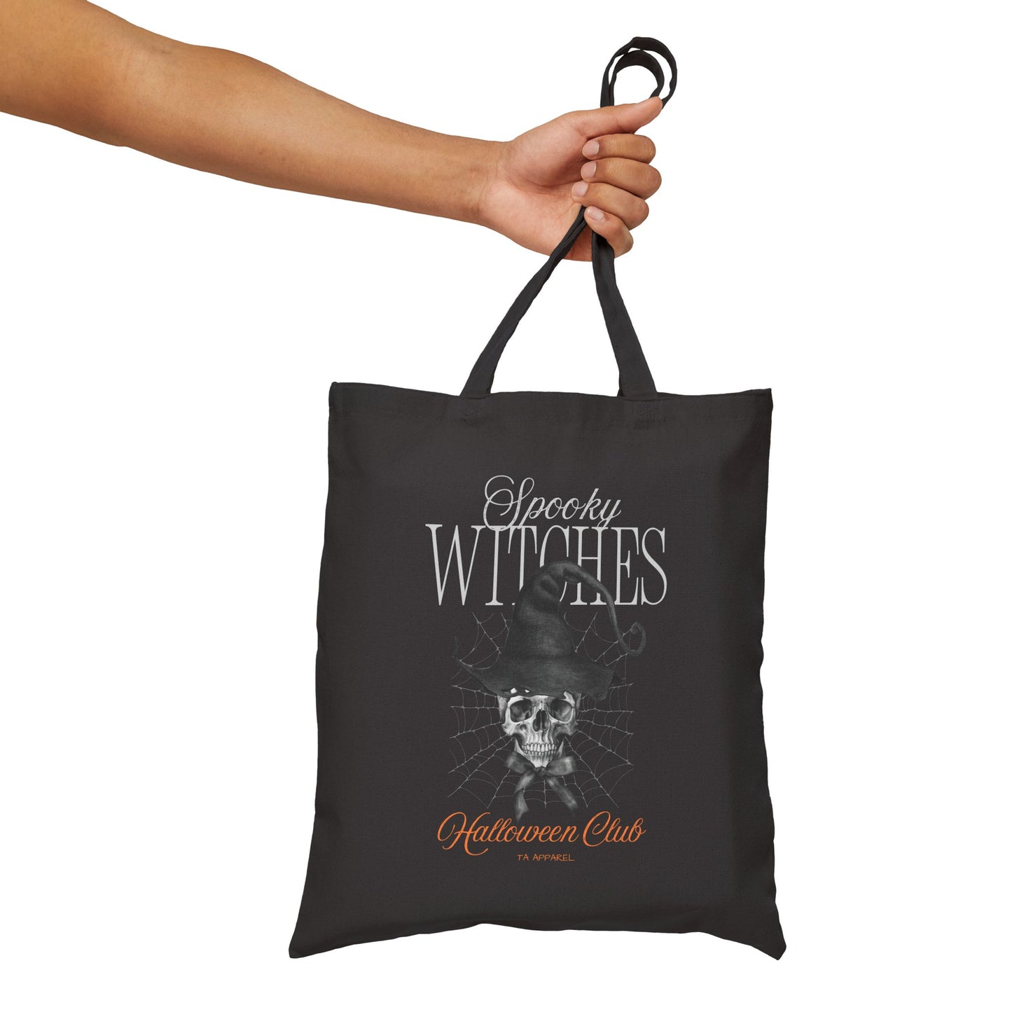 Cotton Canvas Spooky Witches Tote Bag | Halloween Tote, Gift for Witch Lovers, Black Canvas Bag, Eco-Friendly Reusable Bag, Halloween Party Accessory