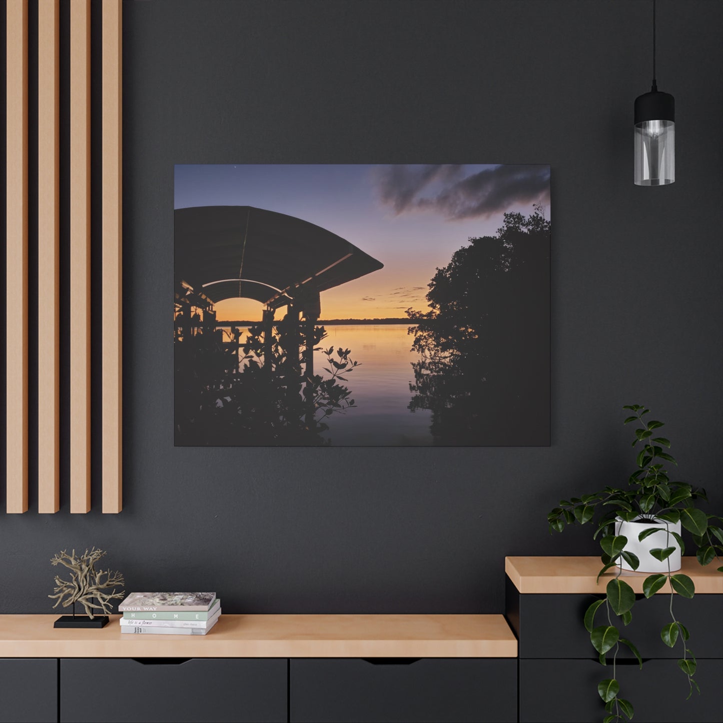 Serene and Vibrant Sunset on the River - Canvas Wal Art