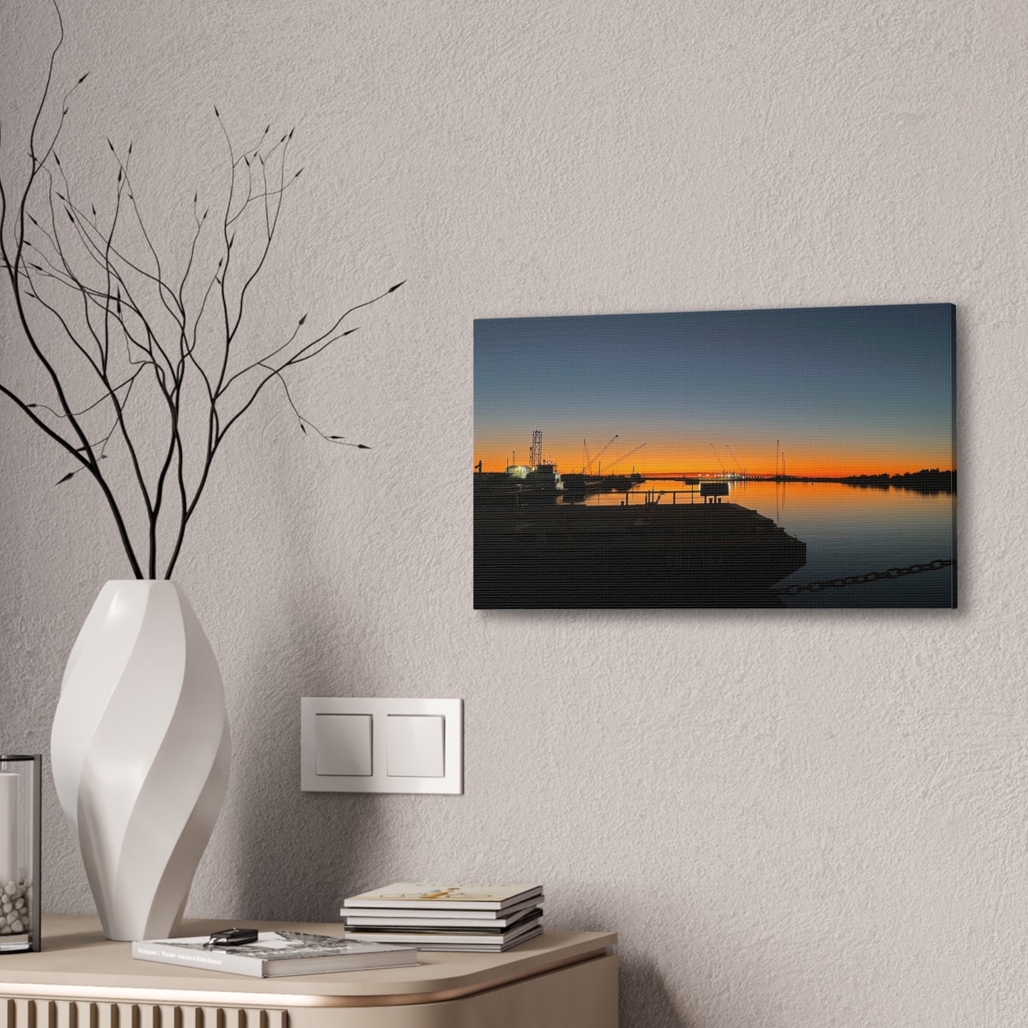 Sunset Harbor Canvas Wall Art — Stretched Canvas Print