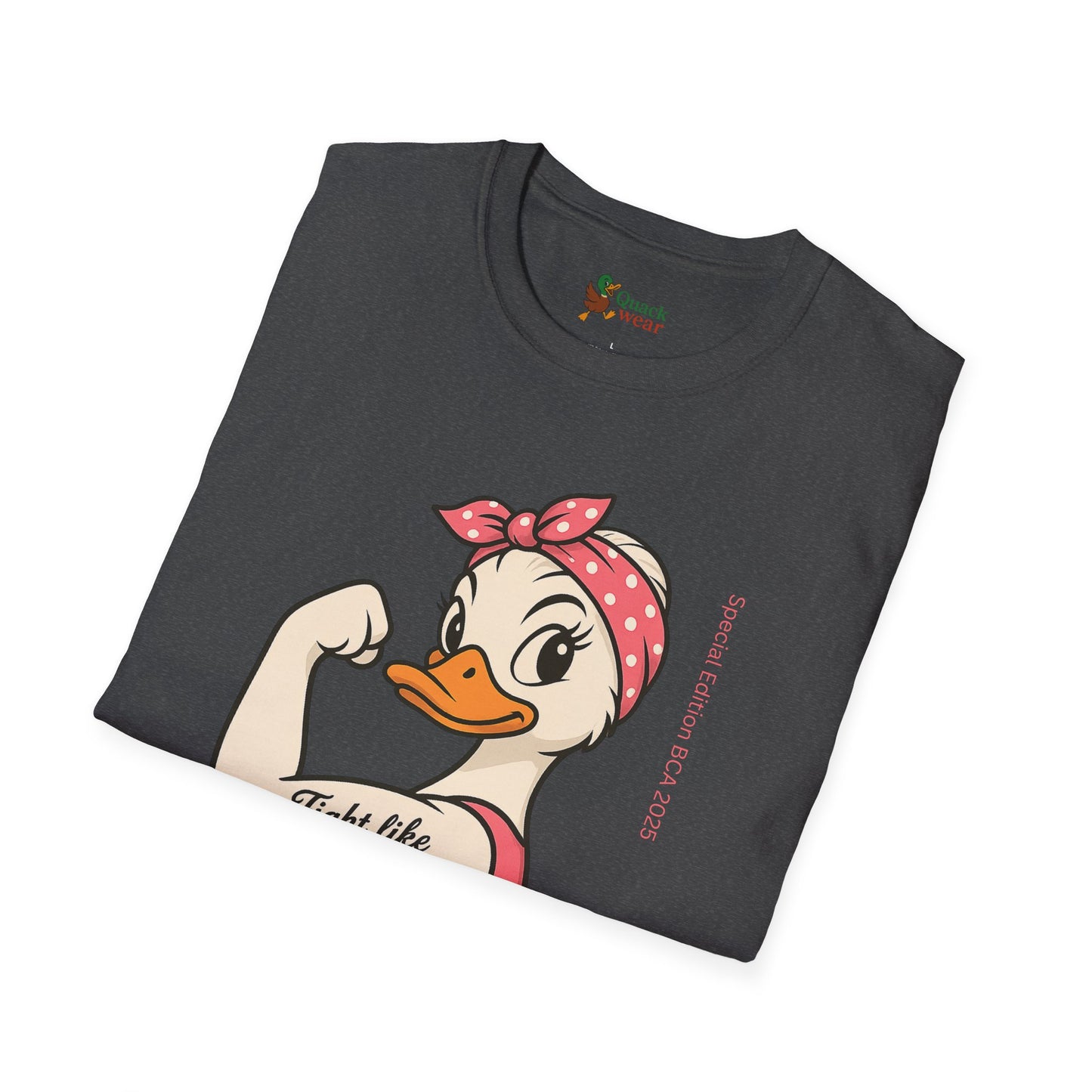 Breast Cancer Awareness Fight Like a Girl Duck T-Shirt, Rosie the Riveter Duck Empowerment Tee, Gift for Her, Feminist Apparel, Cute Graphic