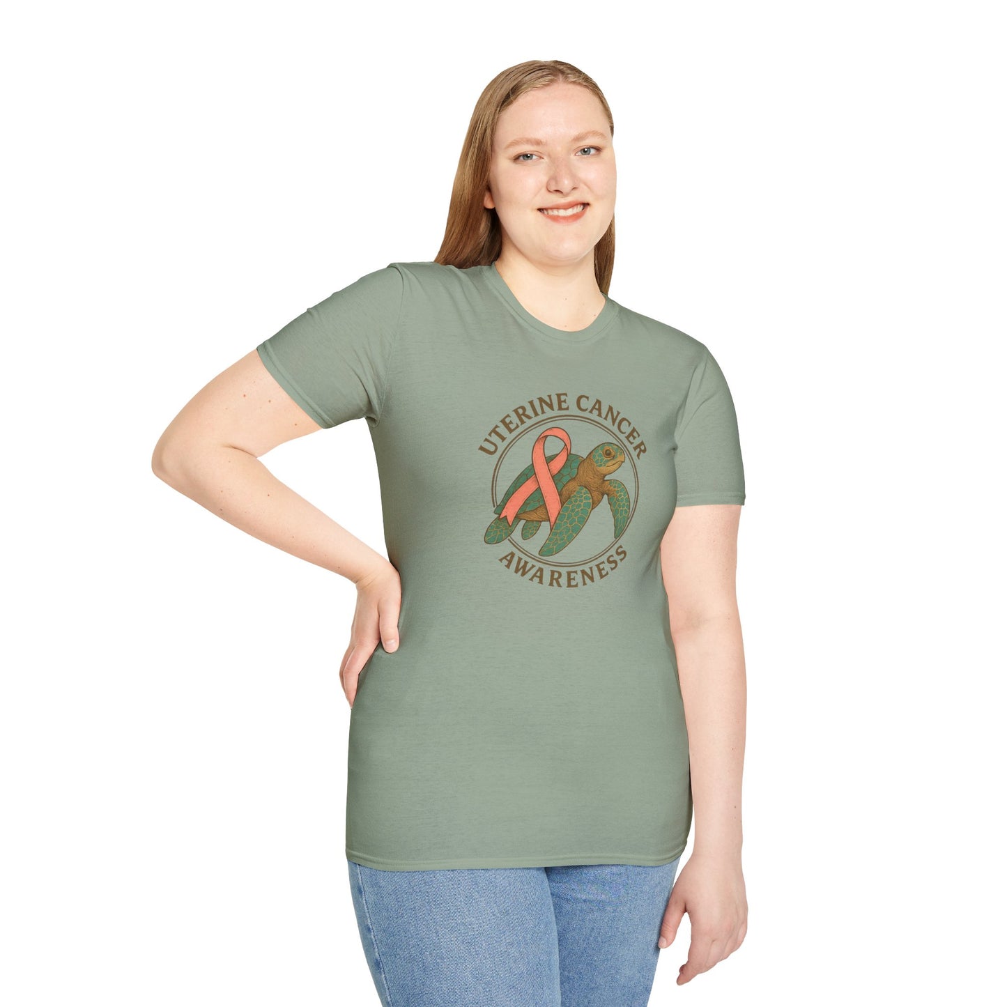 Uterine Cancer Awareness T-Shirt, Unisex Softstyle Tee, Supportive Apparel, Awareness Month Gift, Cancer Support Shirt, Birthday Gift