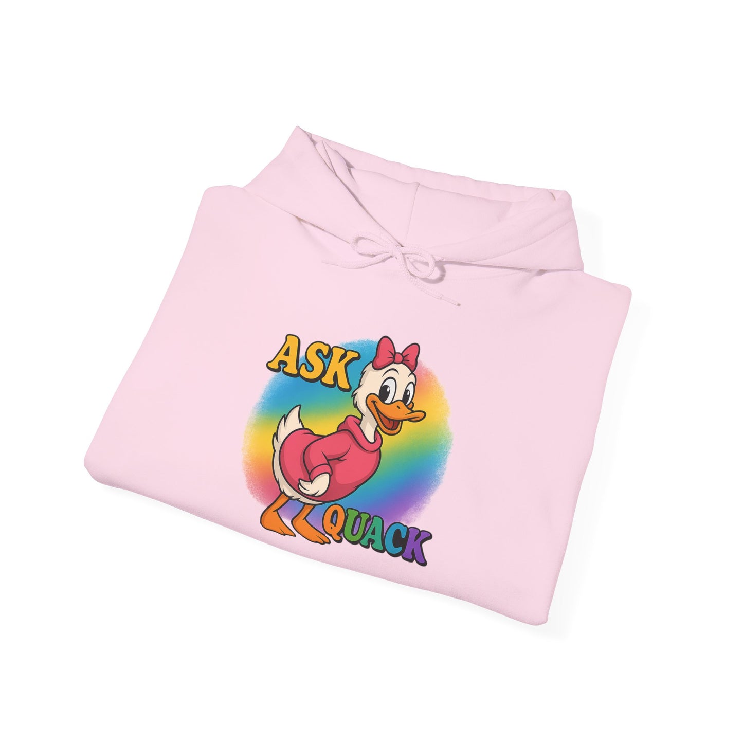 Askquack Female Duck Unisex Hoodie, Quirky Duck Design Sweatshirt, Novelty Animal Jumper, Humorous Duck Apparel, Unique Hooded Top