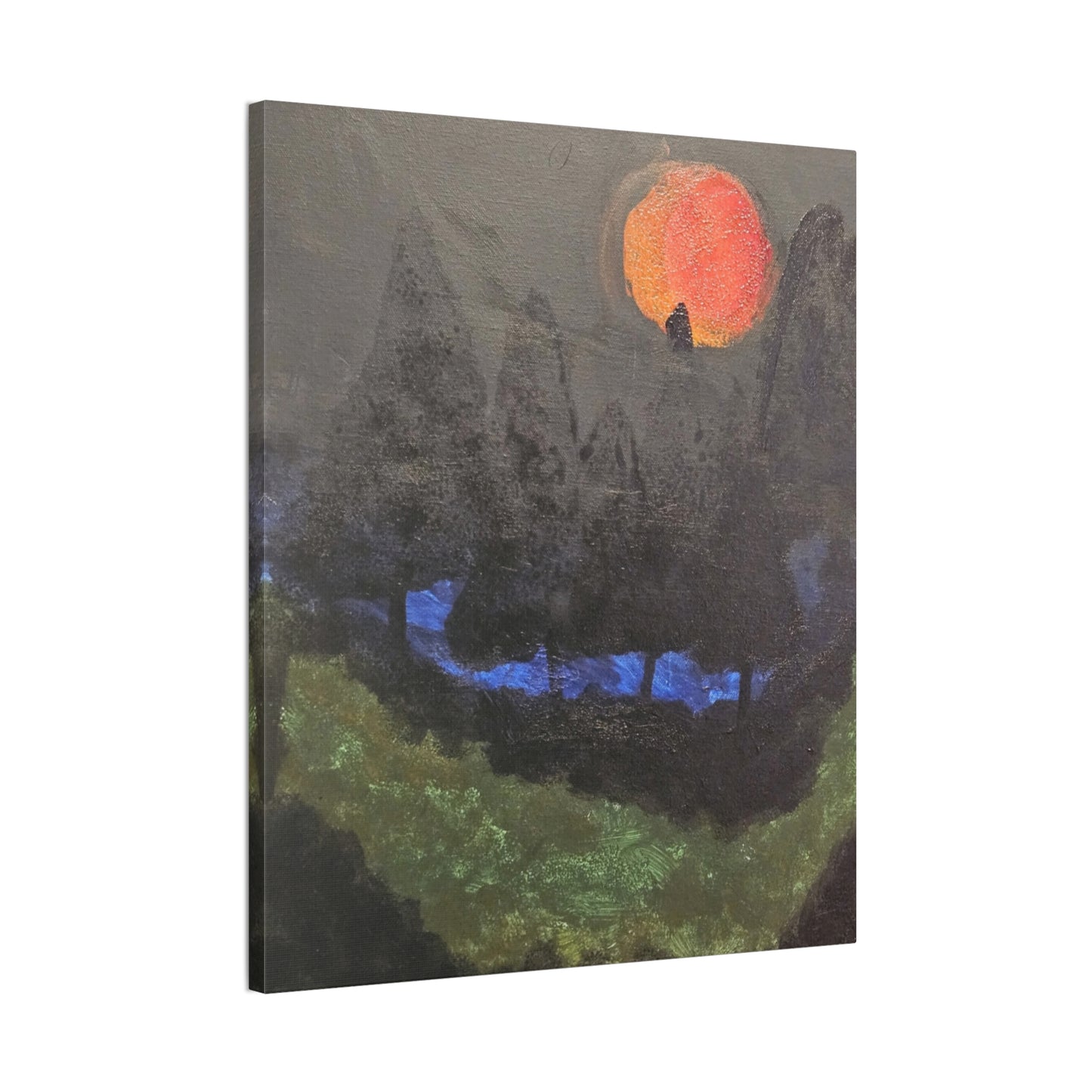 Blood Moon Canvas Wall Art, Landscape Painting, Home Decor, Living Room Decor, Office Art, Gift for Nature Lovers, Sunset Wall Decor