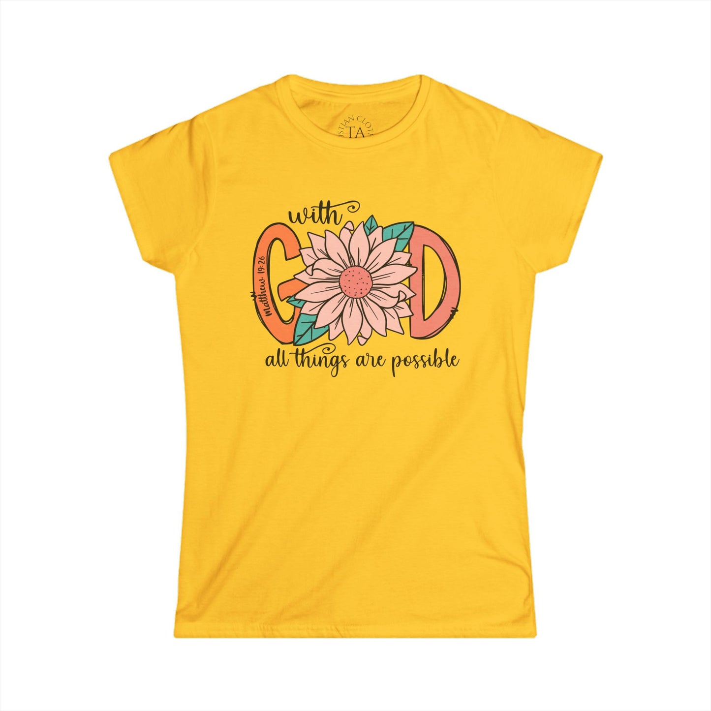 Women's Inspirational Tee - "With God All Things Are Possible" - Motivational Shirt for Faith, Spirituality, Gifts, Everyday Wear, [...]