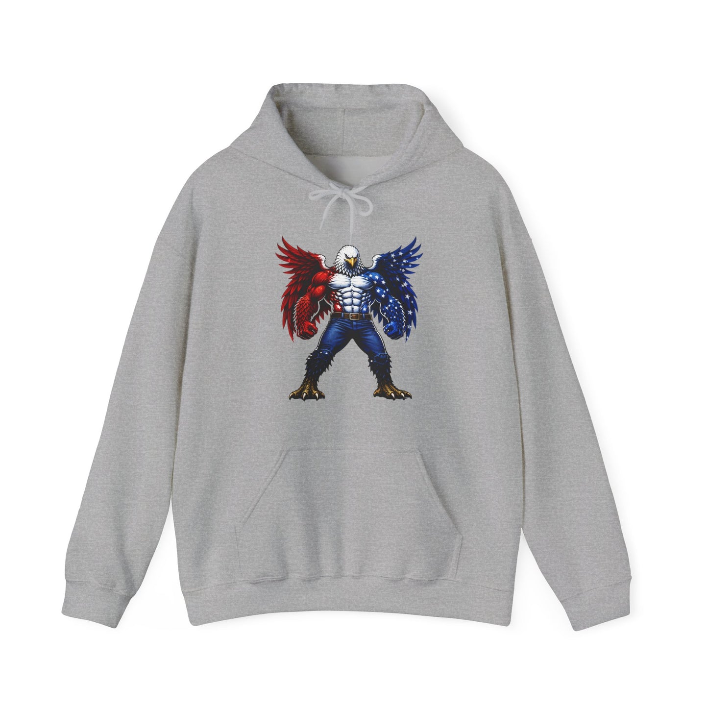 Birdmanzilla Patriotic Eagle Warrior Hoodie | American Flag Wings, Bald Eagle Graphic