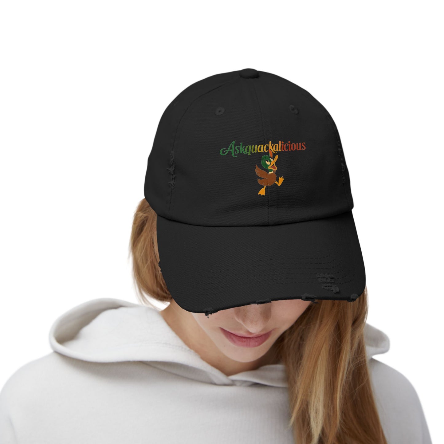 Askquack Distressed Cap - Askquack Fun and Unique Hat for Casual Outings and Everyday Wear