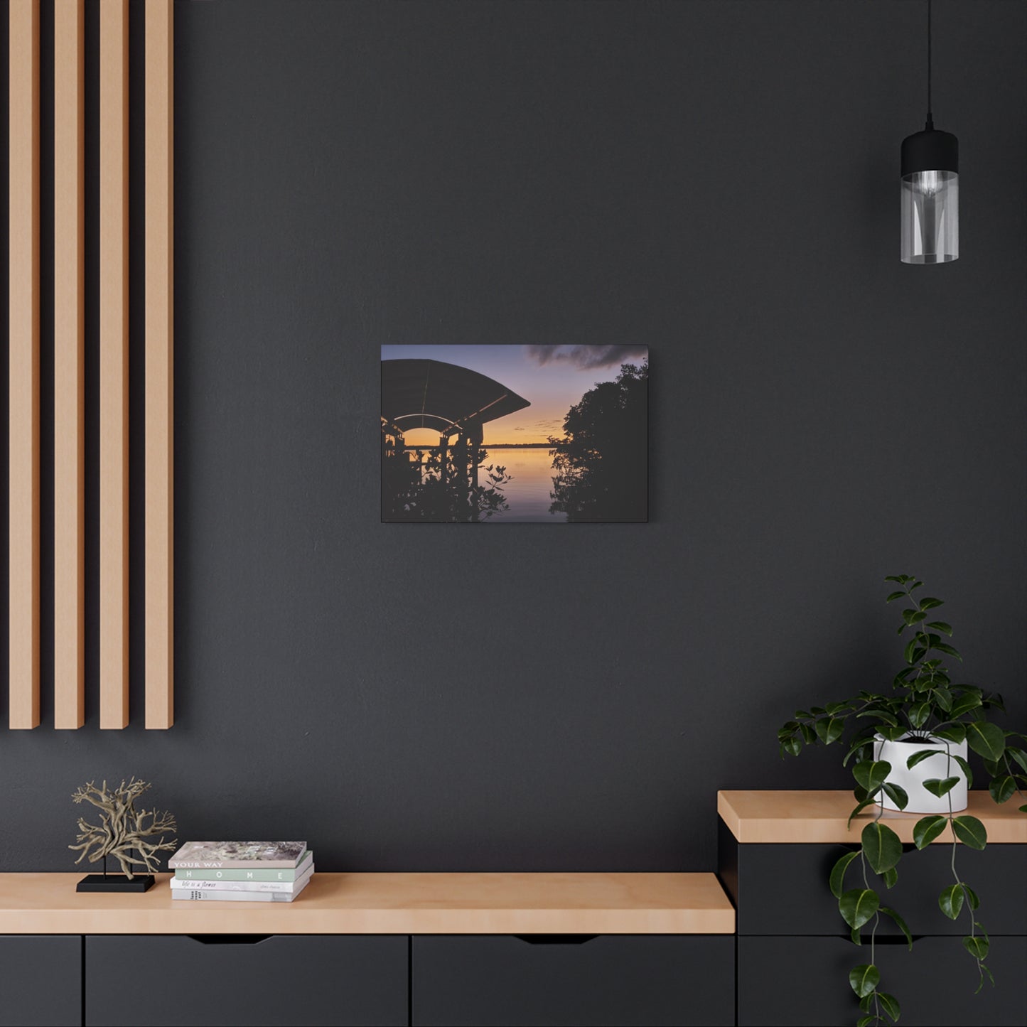 Serene and Vibrant Sunset on the River - Canvas Wal Art
