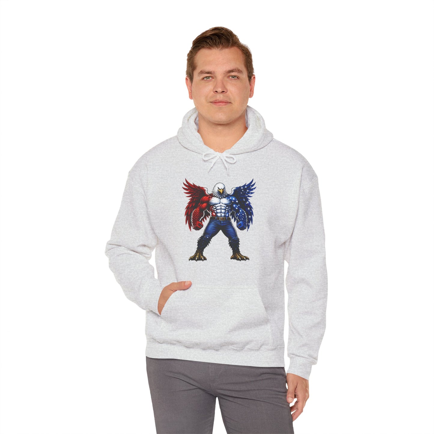 Birdmanzilla Patriotic Eagle Warrior Hoodie | American Flag Wings, Bald Eagle Graphic