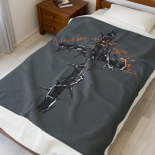 Faith Inspired Plush Blanket - Faith Inspired 'I Have Been Crucified with Christ'