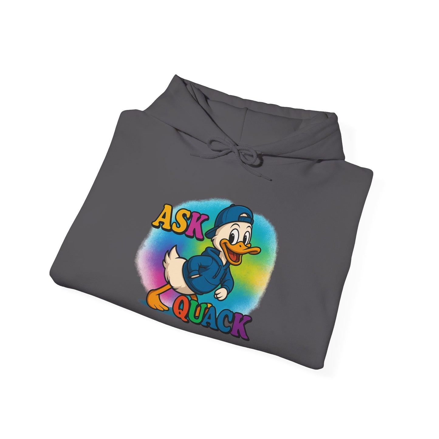 Askquack Male Duck Unisex Hoodie, Quirky Duck Design Sweatshirt, Novelty Animal Jumper, Humorous Duck Apparel, Unique Hooded Top