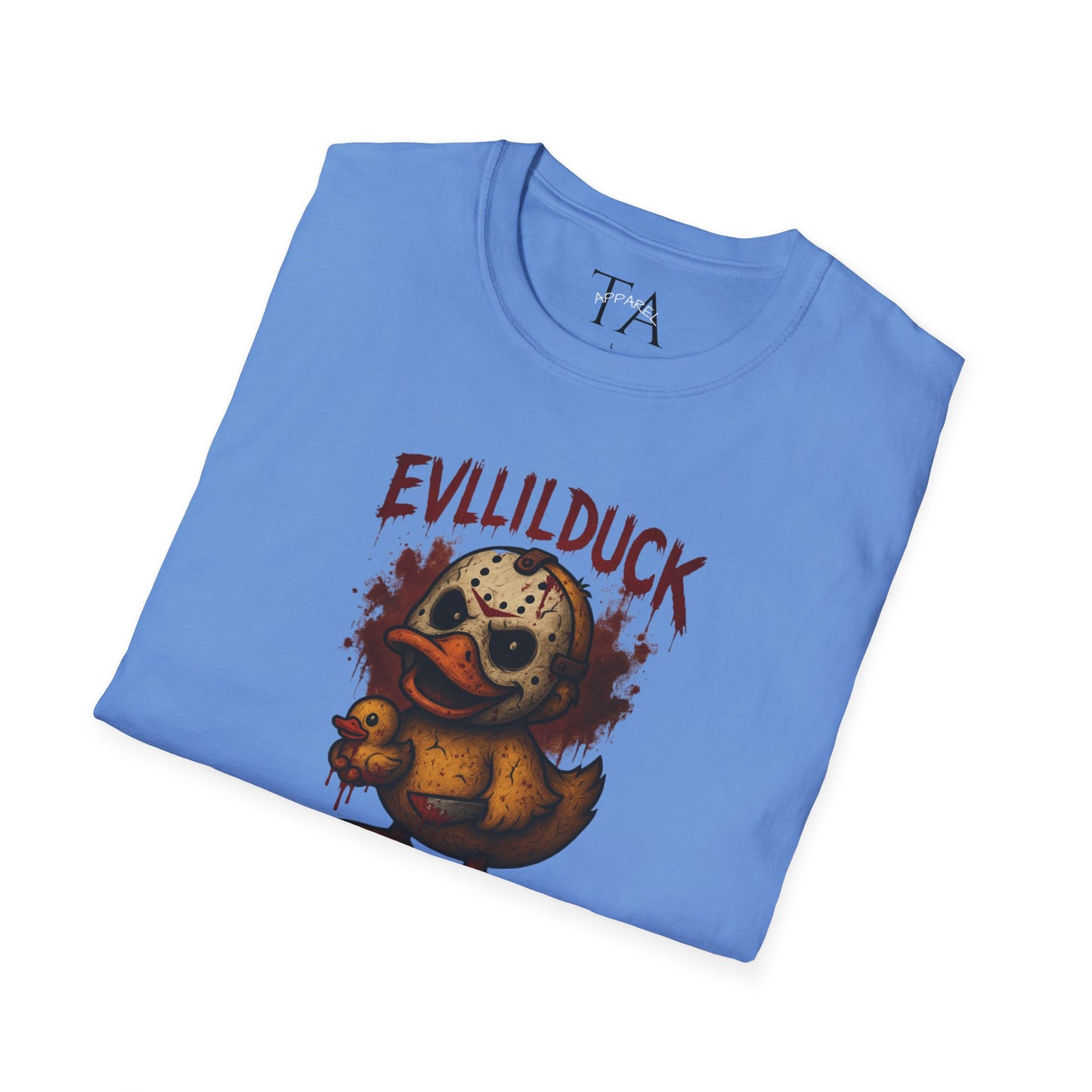EVLLILDUCK Funny Graphic T-Shirt, Cute Duck Shirt, Unisex Softstyle Tee, Gift for Kids, Funny Quirky T-Shirt, Casual Wear, Halloween Apparel