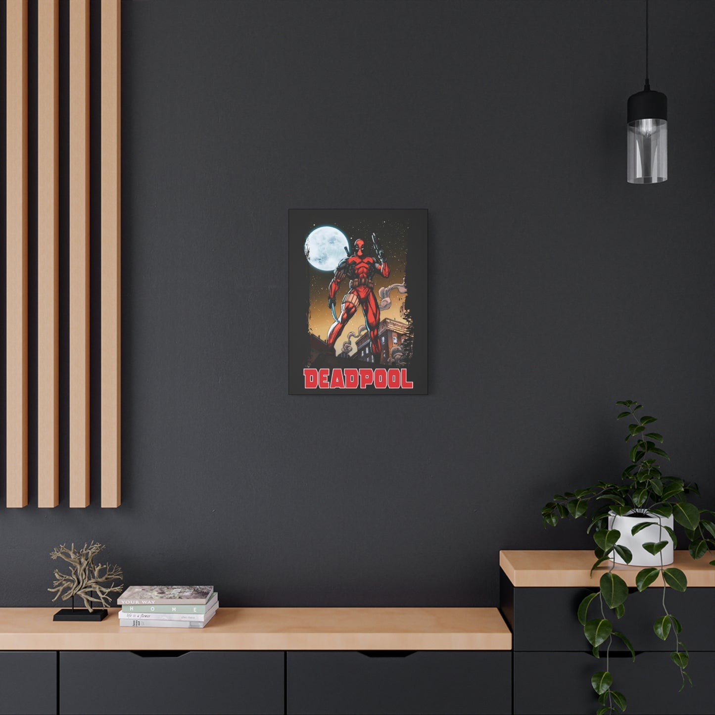 Comic Book Moonlight Rooftop Wall Art - Matte Canvas, Stretched, 1.25"