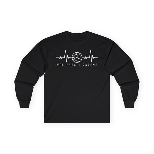 Volleyball Heartbeat Long Sleeve Tee #13, Quality Cotton Shirt, Parent Gift, Volleyball Fan Apparel, Sports Lover Top