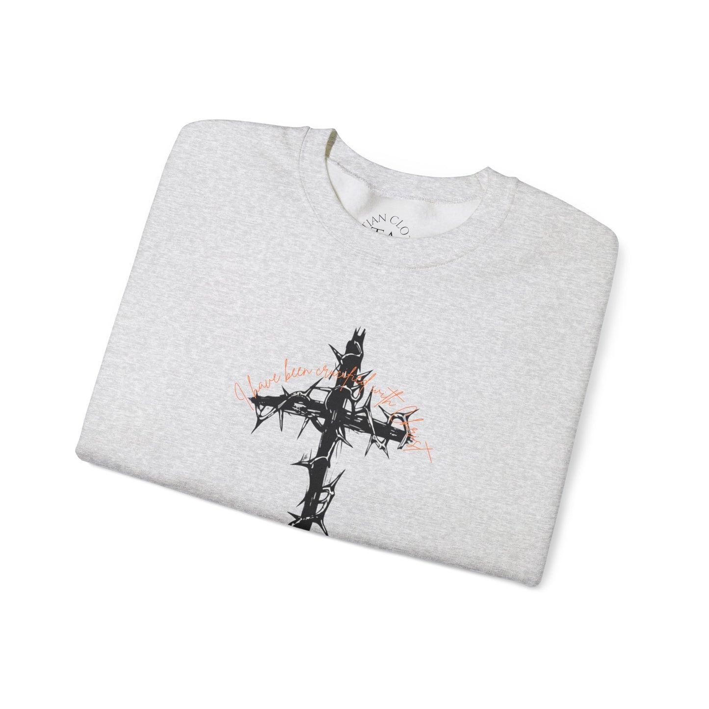 Faith Inspired Crewneck Sweatshirt Barbed Cross Design with Galatians 2:20