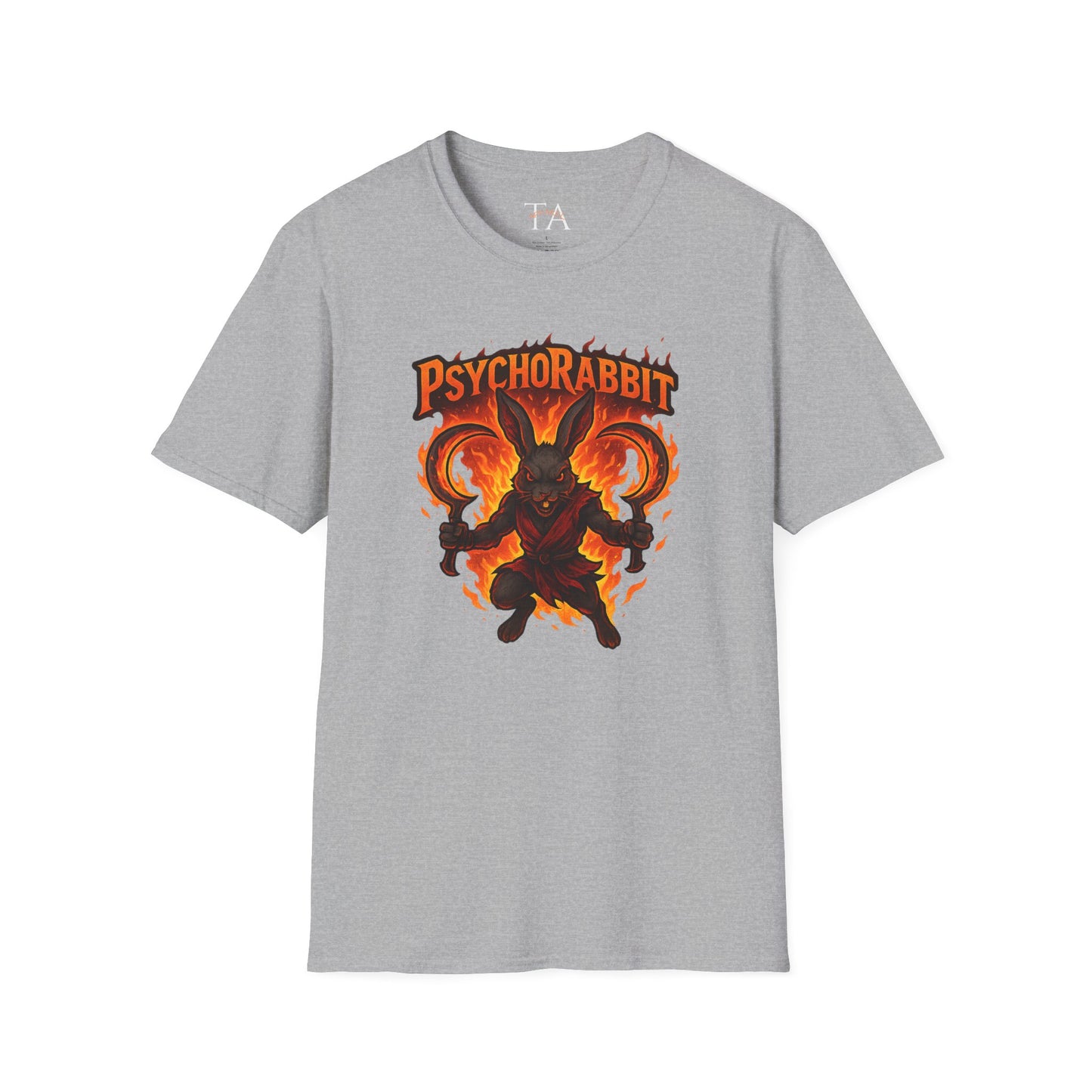 Psychorabbit Graphic Tee | Unisex Softstyle T-Shirt for Anime Fans and Gamers