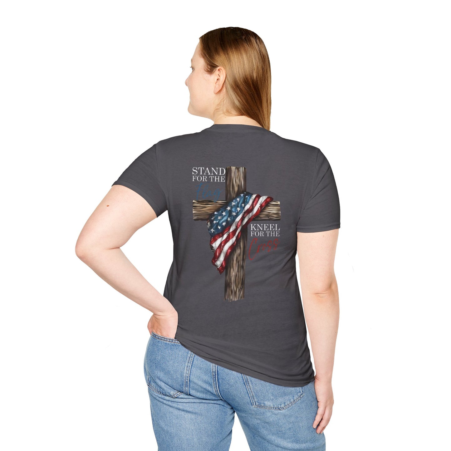 Stand for the Flag, Kneel for the Cross - Patriotic Religious T-Shirt, Faith-Based Apparel, Independence Day Outfit, Christian Gift