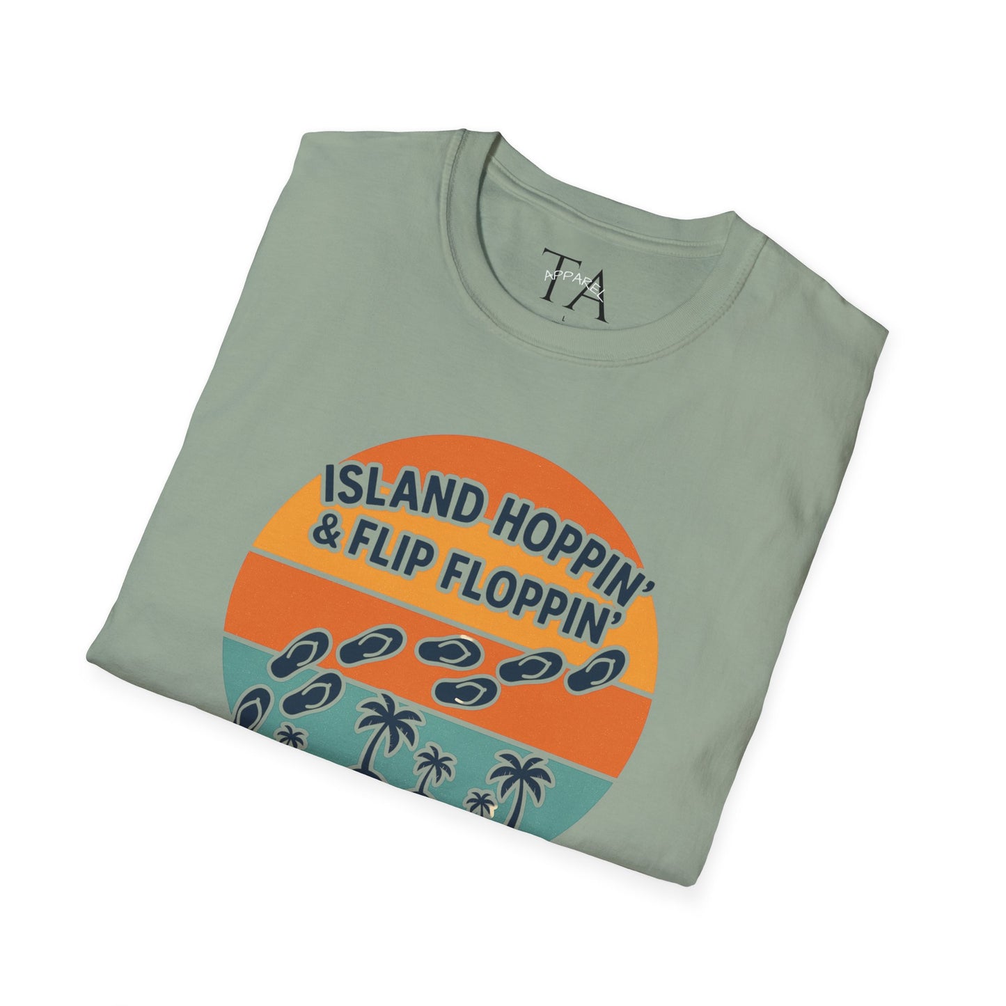 Island Hoppin' Flip Floppin' Unisex Softstyle T-Shirt, Beach T-Shirt, Vacation Apparel, Summer Wear, Casual T-Shirt, Graphic Tee