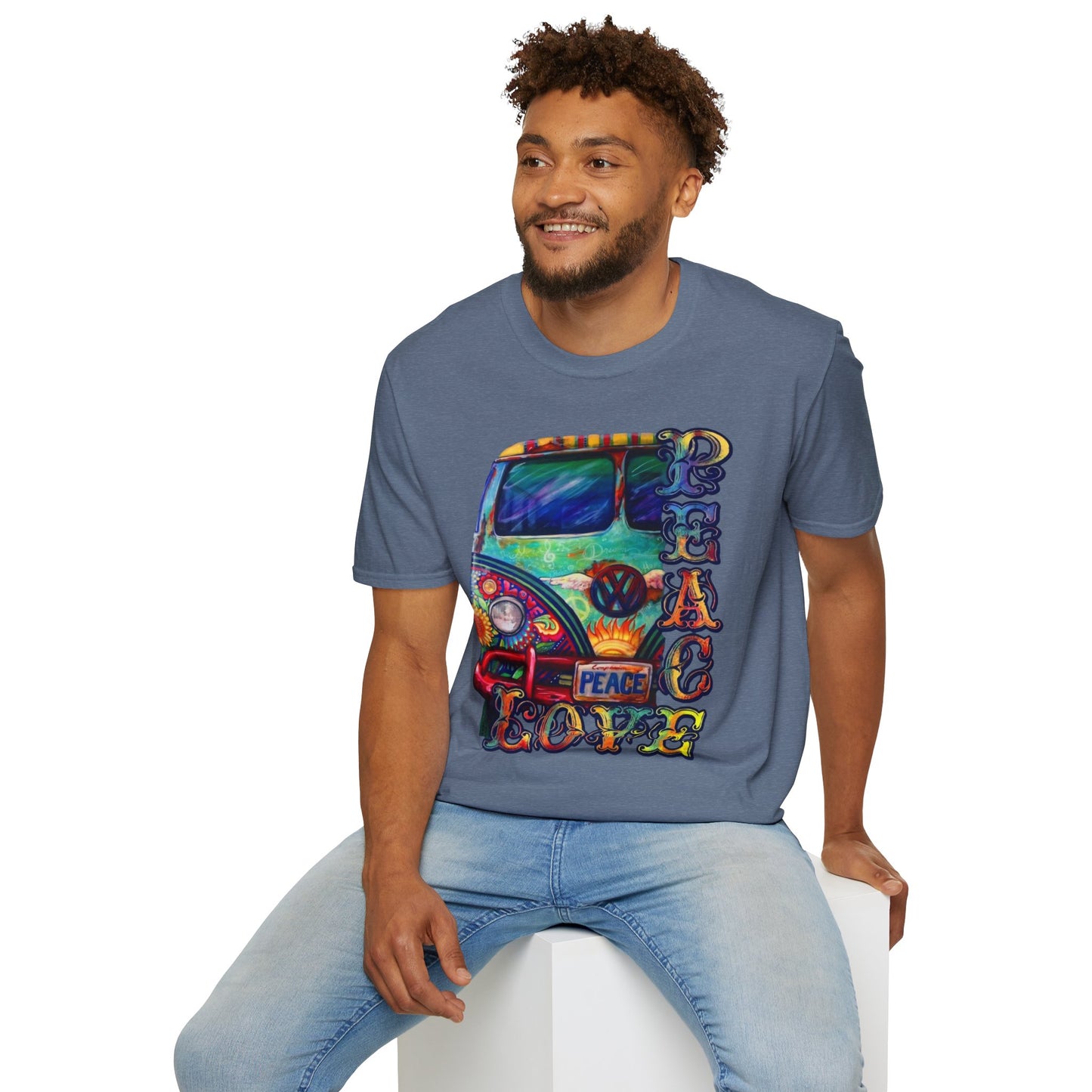 VW Groovy Peace & Love Retro Festival Shirt Tie-Dye T-Shirt