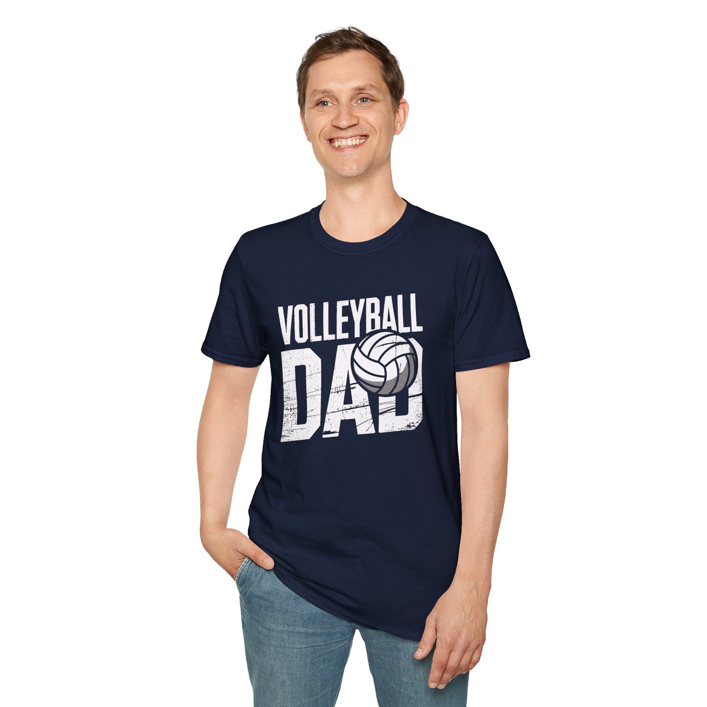 Volleyball Dad Distressed Design Unisex T-Shirt - Customize with Player Number