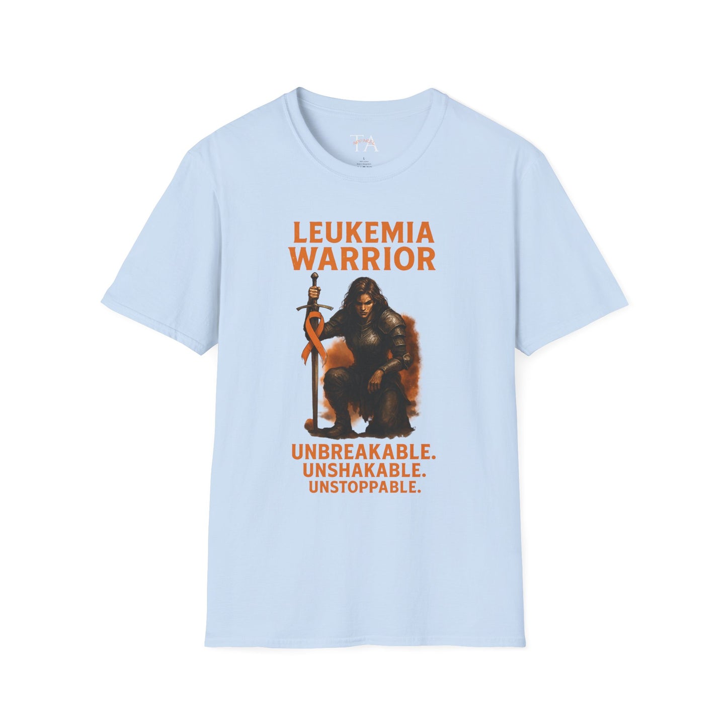 Leukemia Warrior T-Shirt - Unisex Softstyle Tee - Unbreakable, Unshakable, Unstoppable