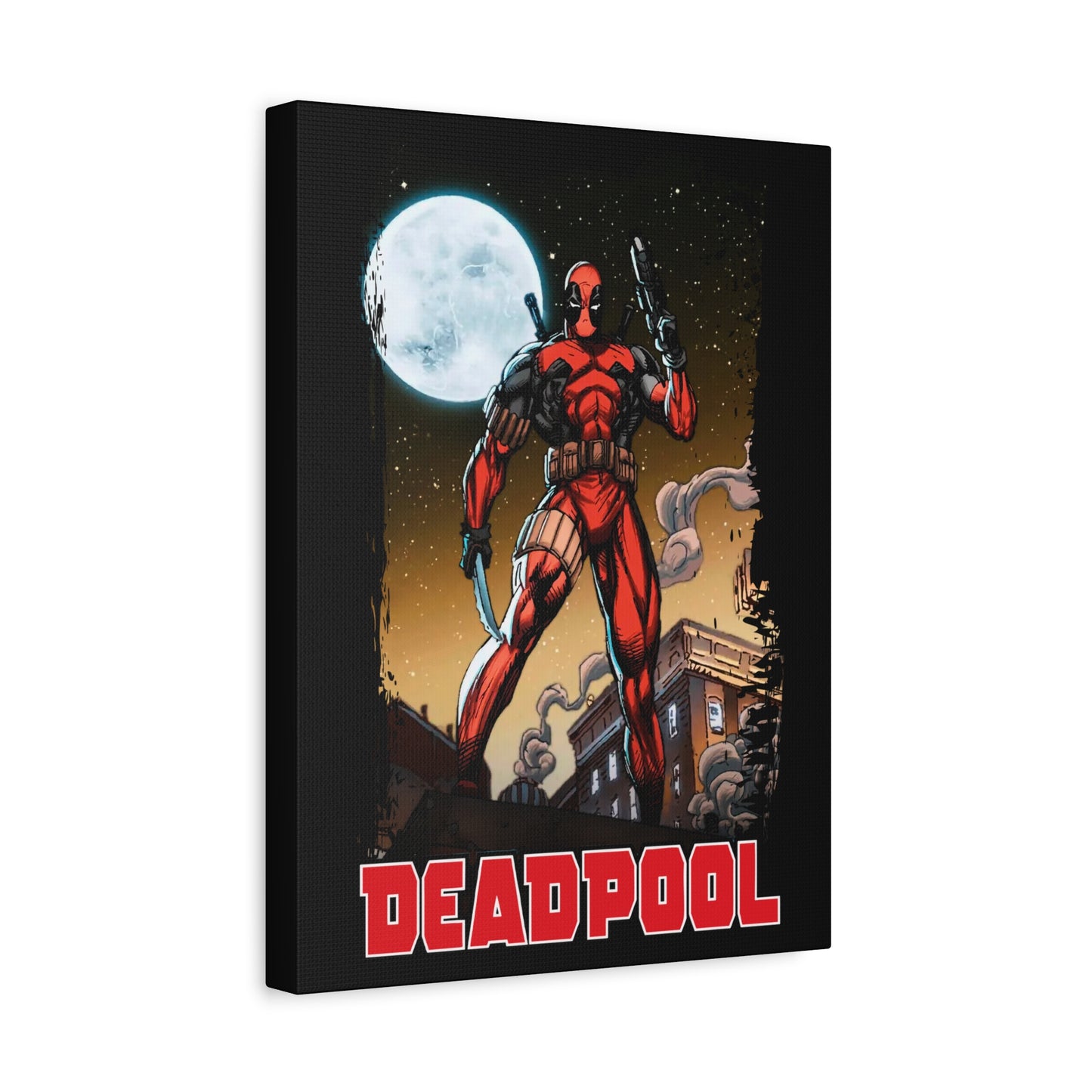 Comic Book Moonlight Rooftop Wall Art - Matte Canvas, Stretched, 1.25"