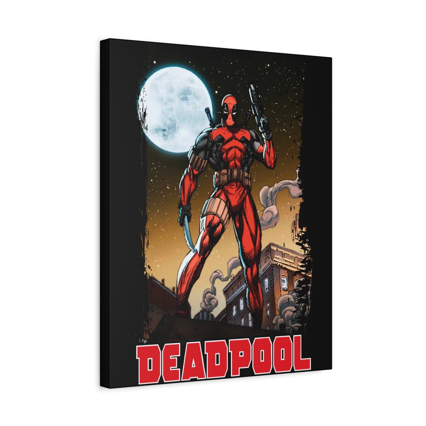 Comic Book Moonlight Rooftop Wall Art - Matte Canvas, Stretched, 1.25"