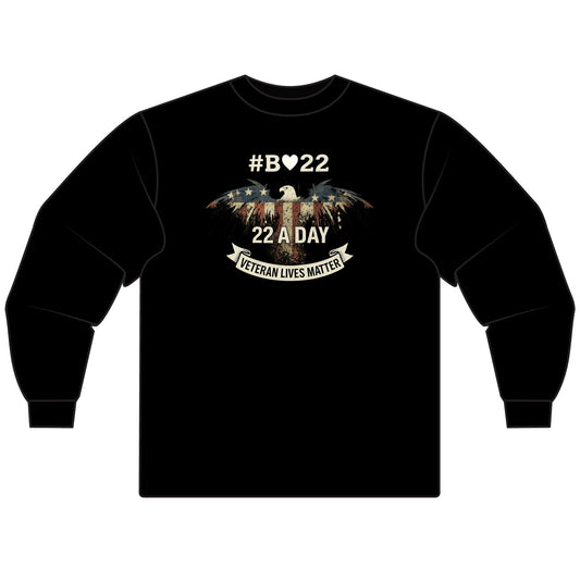 #B🤍22 Veteran Lives Matter Long Sleeve T-Shirt, Unisex Tee, Patriotic Shirt, Gift for Veterans, Awareness Apparel, Comfortable Casual Wear