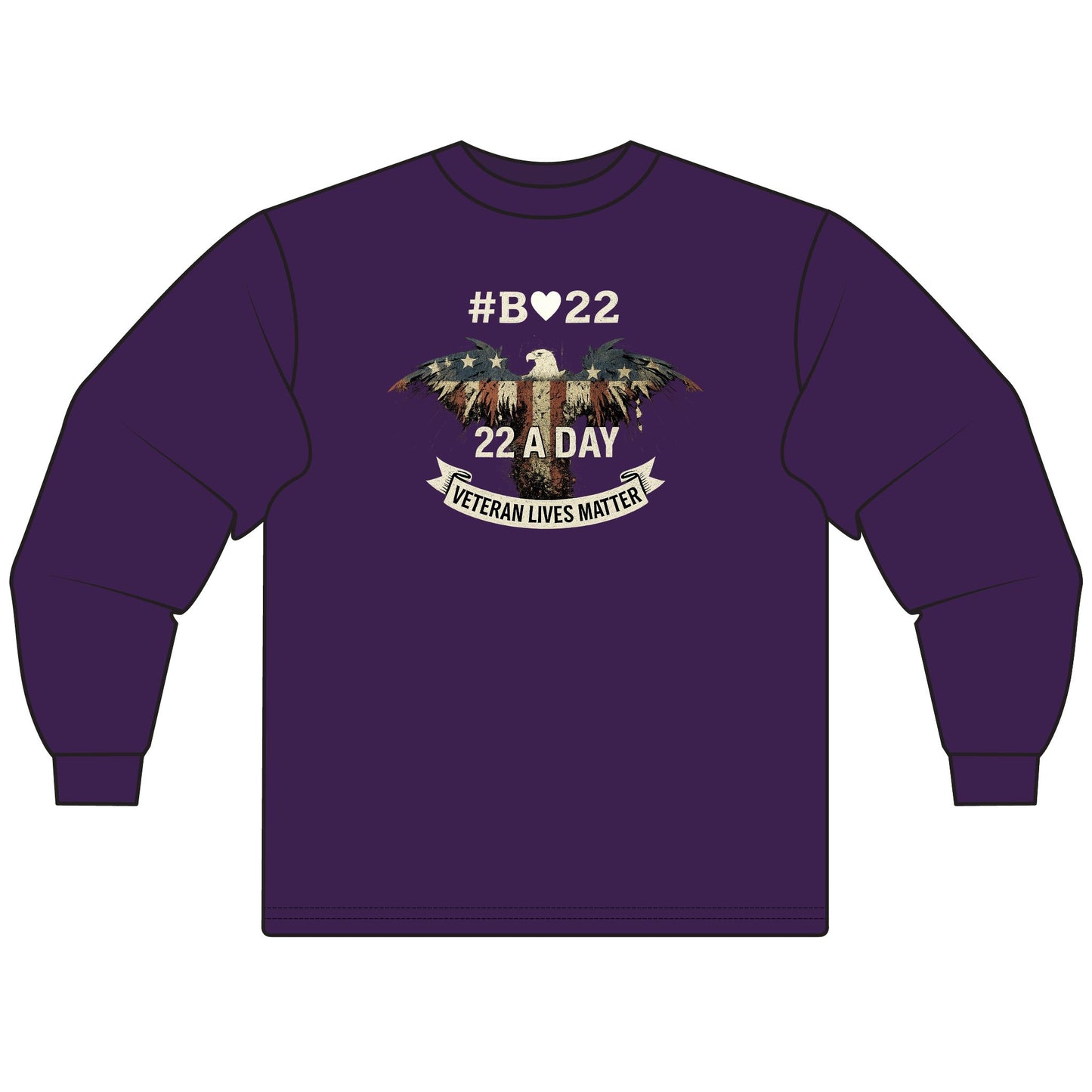 #B🤍22 Veteran Lives Matter Long Sleeve T-Shirt, Unisex Tee, Patriotic Shirt, Gift for Veterans, Awareness Apparel, Comfortable Casual Wear