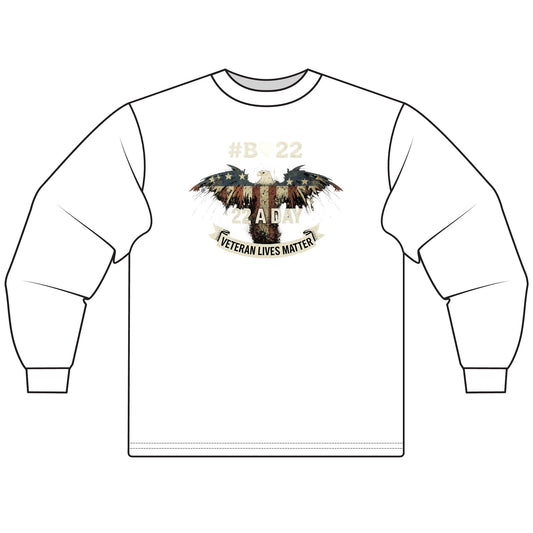 #B🤍22 Veteran Lives Matter Long Sleeve T-Shirt, Unisex Tee, Patriotic Shirt, Gift for Veterans, Awareness Apparel, Comfortable Casual Wear